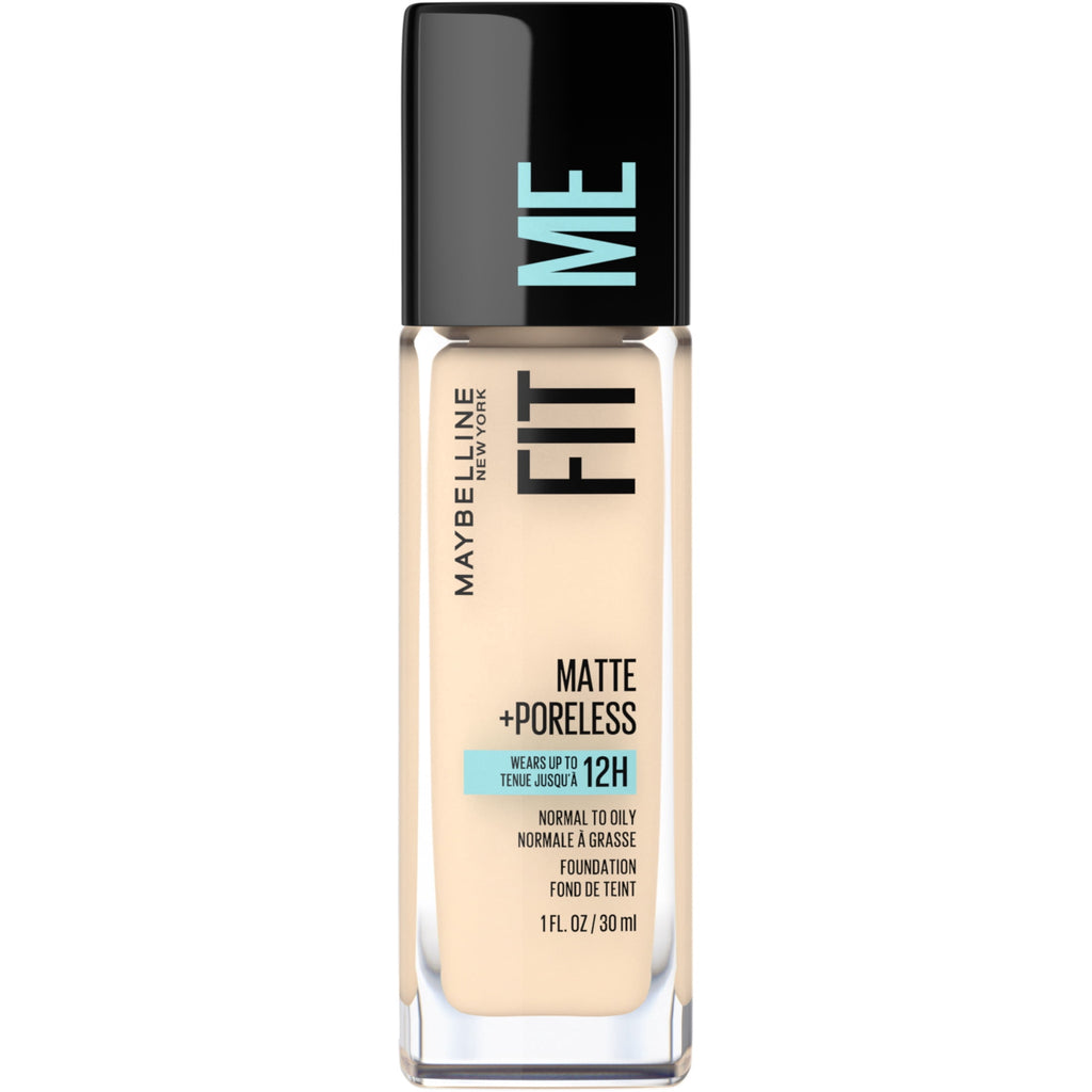 (2 pack) Maybelline New York Fit Me Matte + Poreless Foundation Makeup, Porcelain, 1 Fl Oz
