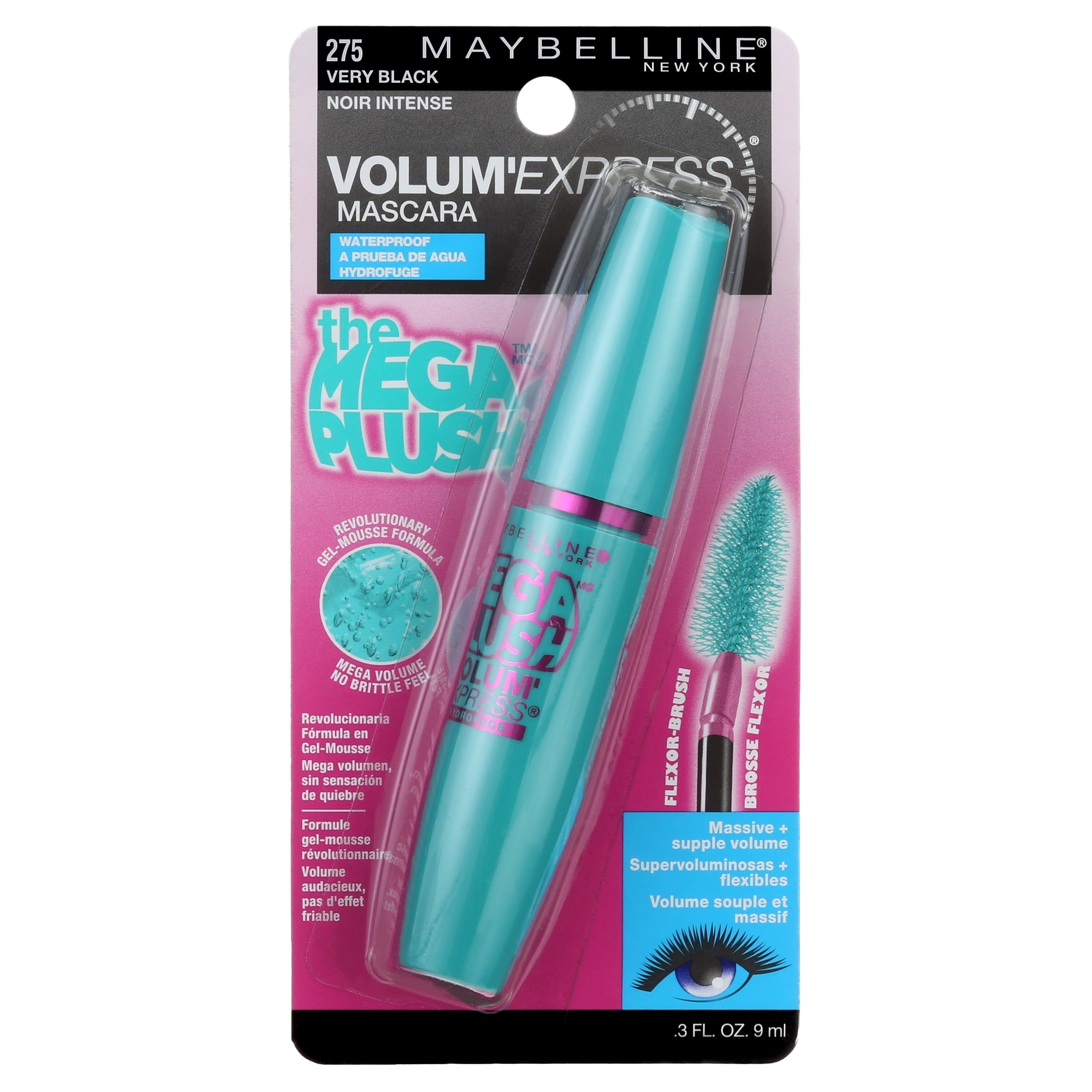 Maybelline Volum' Express The Mega Plush Waterproof Mascara, Very Black, 0.3 fl. oz.
