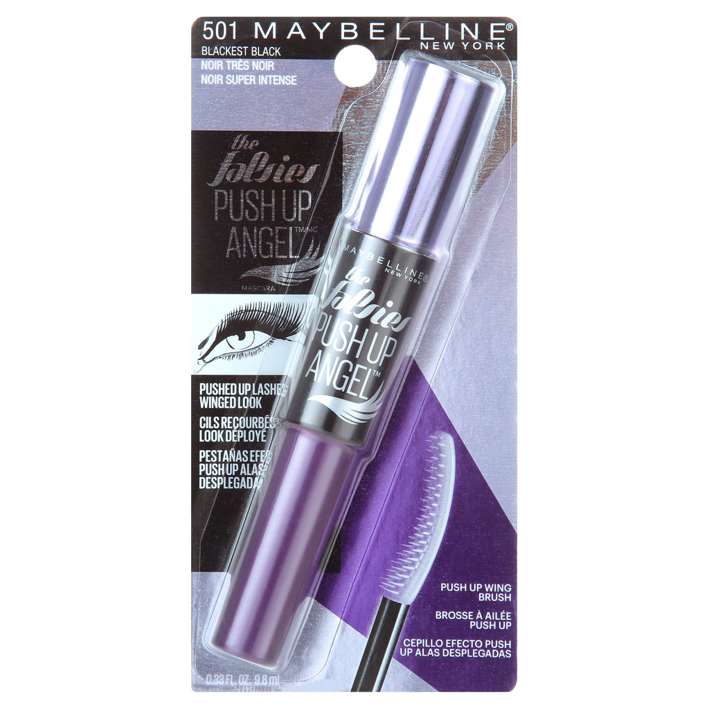 Maybelline The Falsies Push up Angel Washable Mascara, Blackest Black, 0.33 fl oz