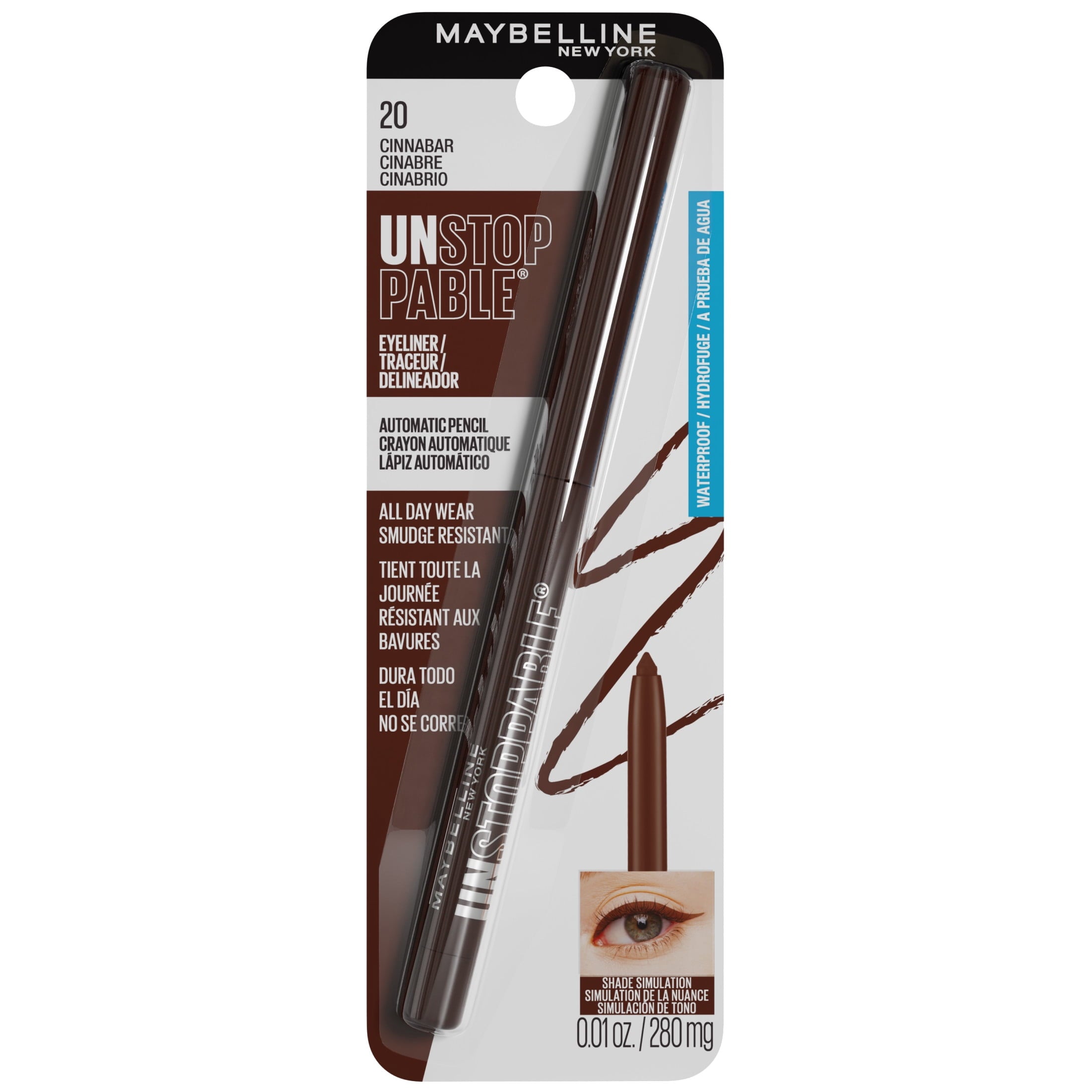 Maybelline Unstoppable Waterproof and Smudge Resistant Eyeliner Pencil, Cinnabar
