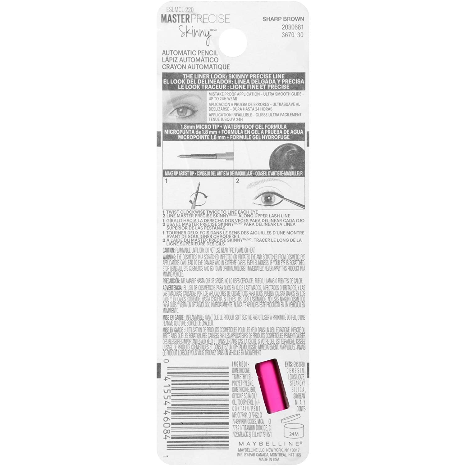 Maybelline Master Precise Skinny Gel Eyeliner Pencil, Sharp Brown