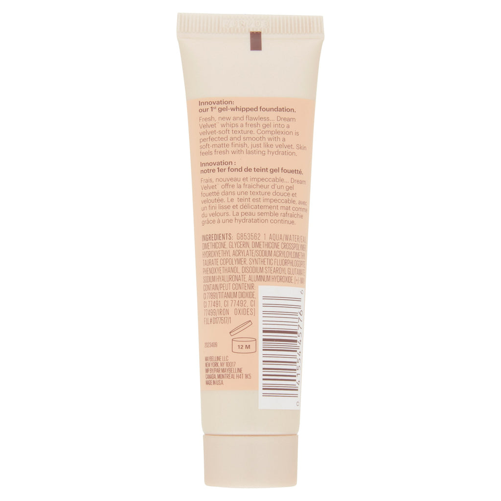 Maybelline Dream Velvet Soft-Matte Hydrating Foundation, Nude, 1 Fl Oz