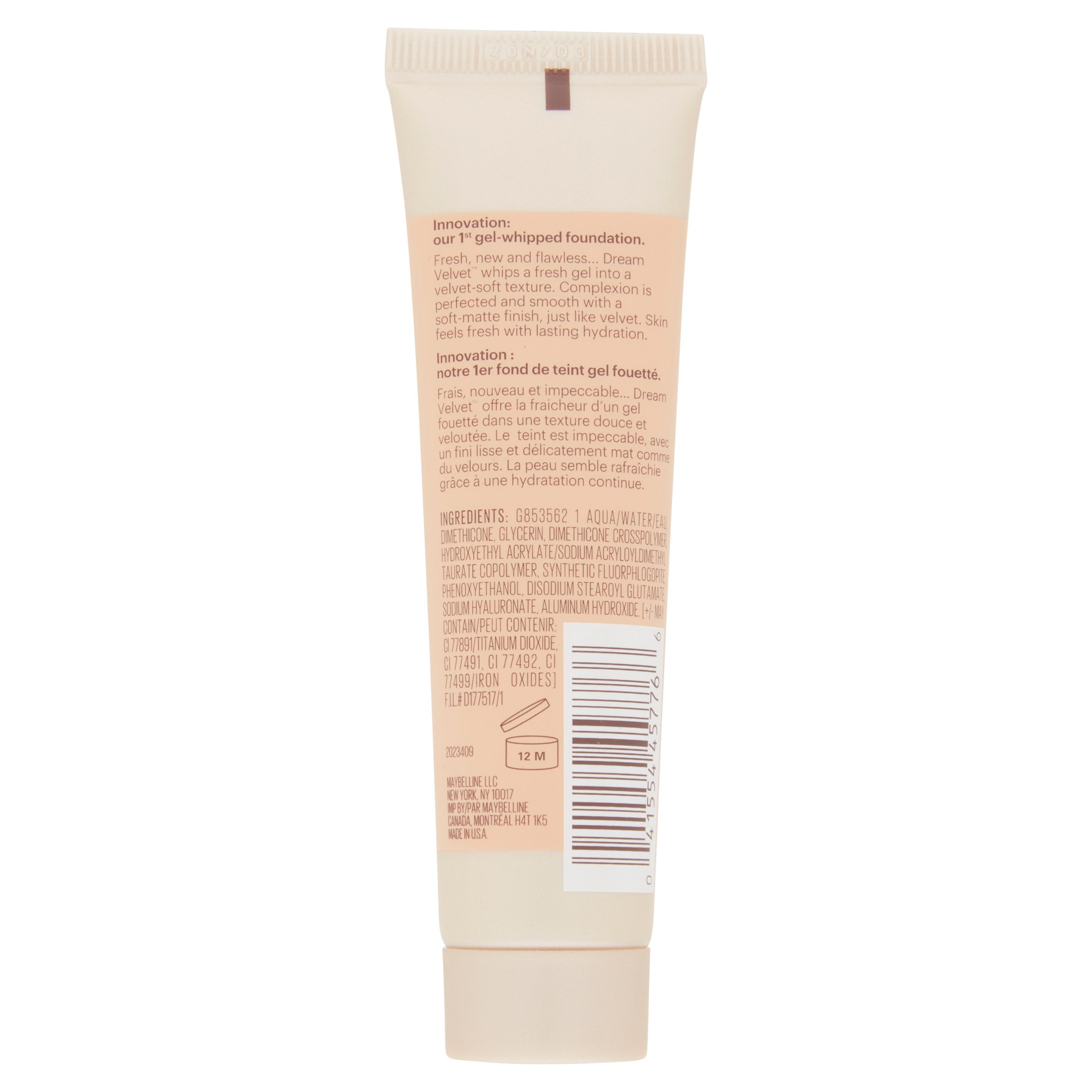 Maybelline Dream Velvet Soft-Matte Hydrating Foundation, Nude, 1 Fl Oz