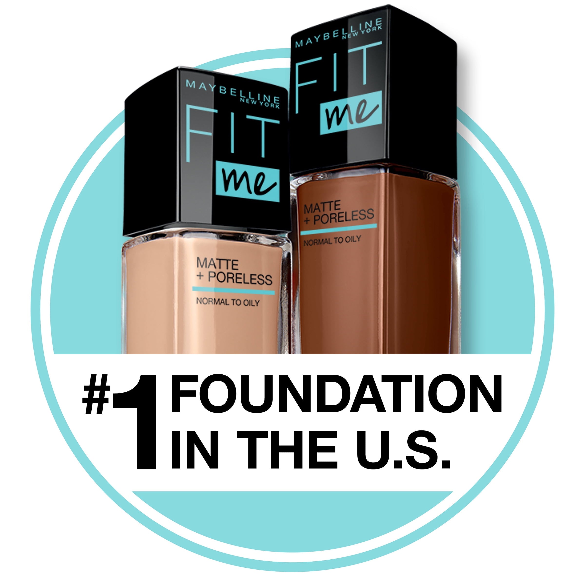 (2 pack) Maybelline Fit Me Matte + Poreless Liquid Foundation Makeup, 112 Natural Ivory, 1 fl oz