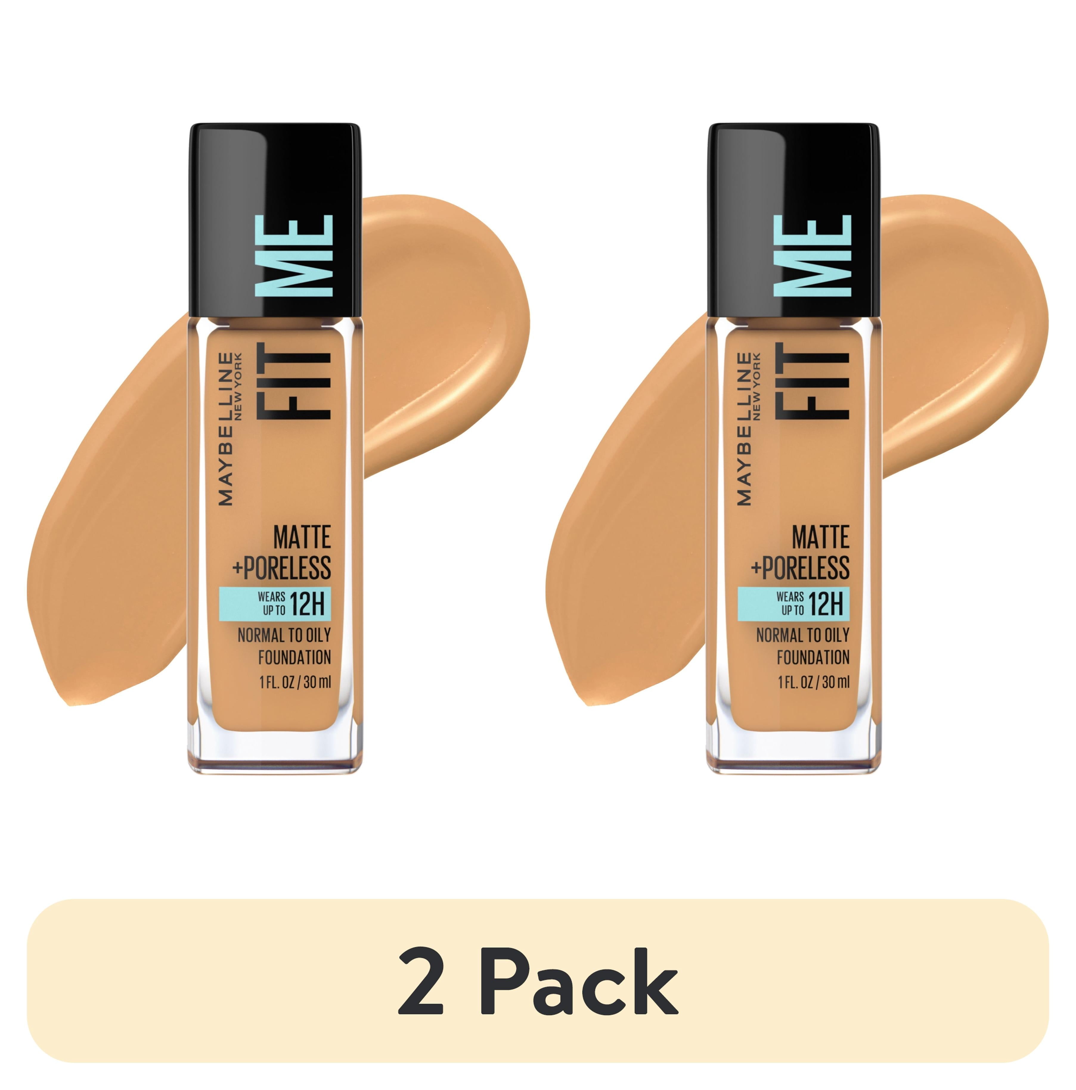 (2 pack) Maybelline Fit Me Matte Liquid Foundation Makeup, 332 Golden Caramel, 1 fl oz