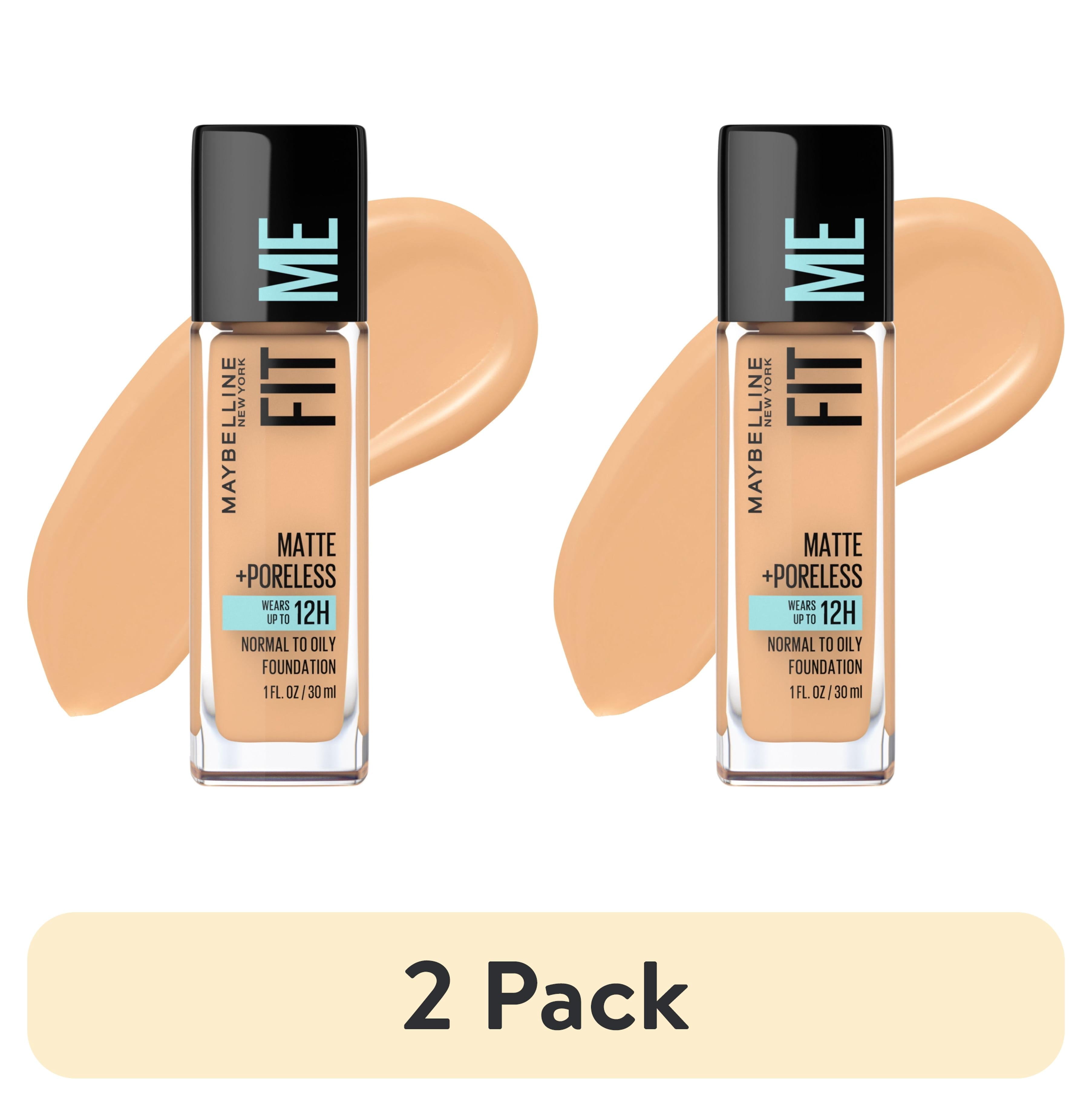 (2 pack) Maybelline Fit Me Matte + Poreless Liquid Foundation Makeup, 230 Natural Buff, 1 fl oz