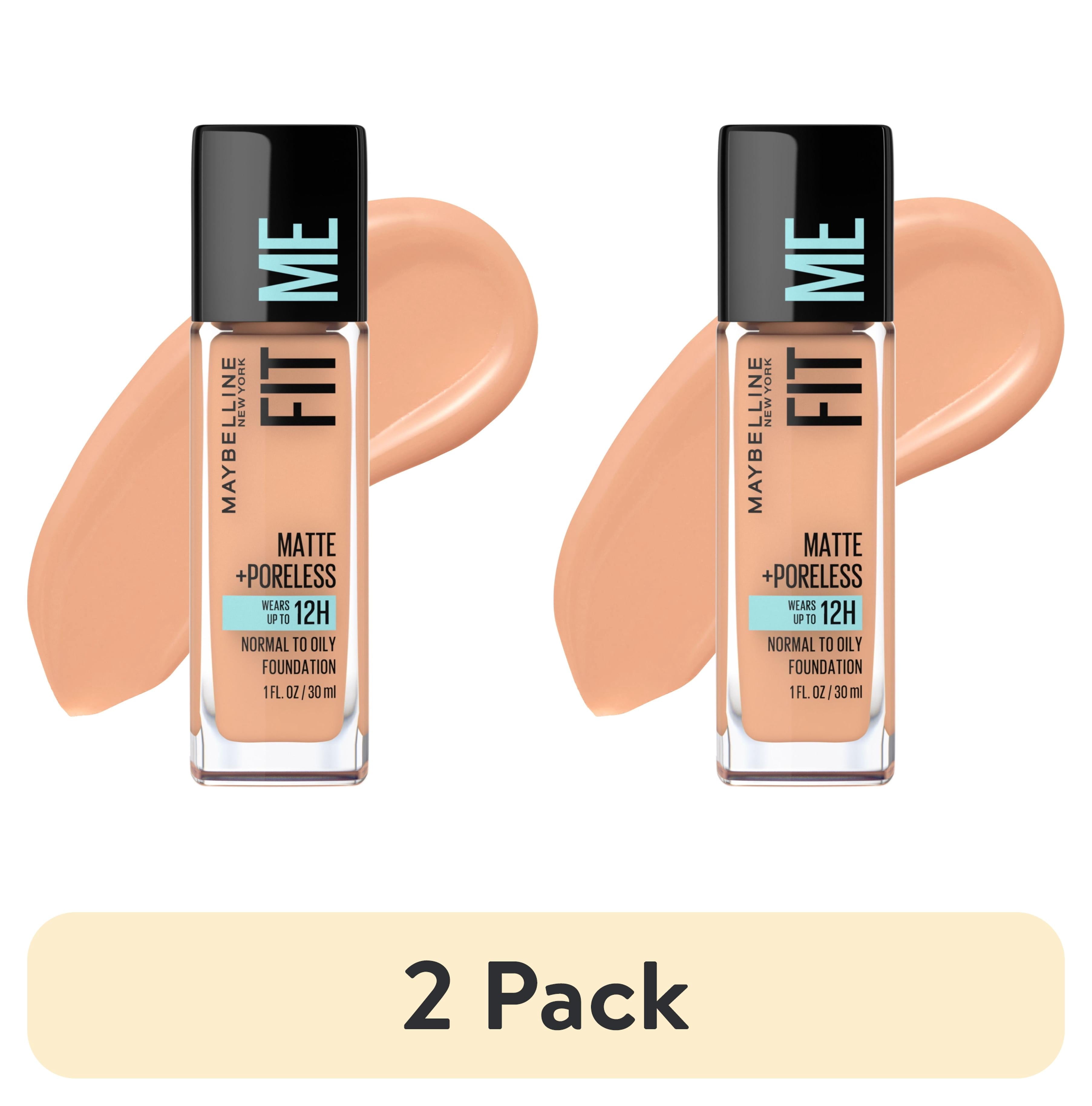 (2 pack) Maybelline Fit Me Matte + Poreless Liquid Foundation Makeup, 242 Light Honey, 1 fl oz