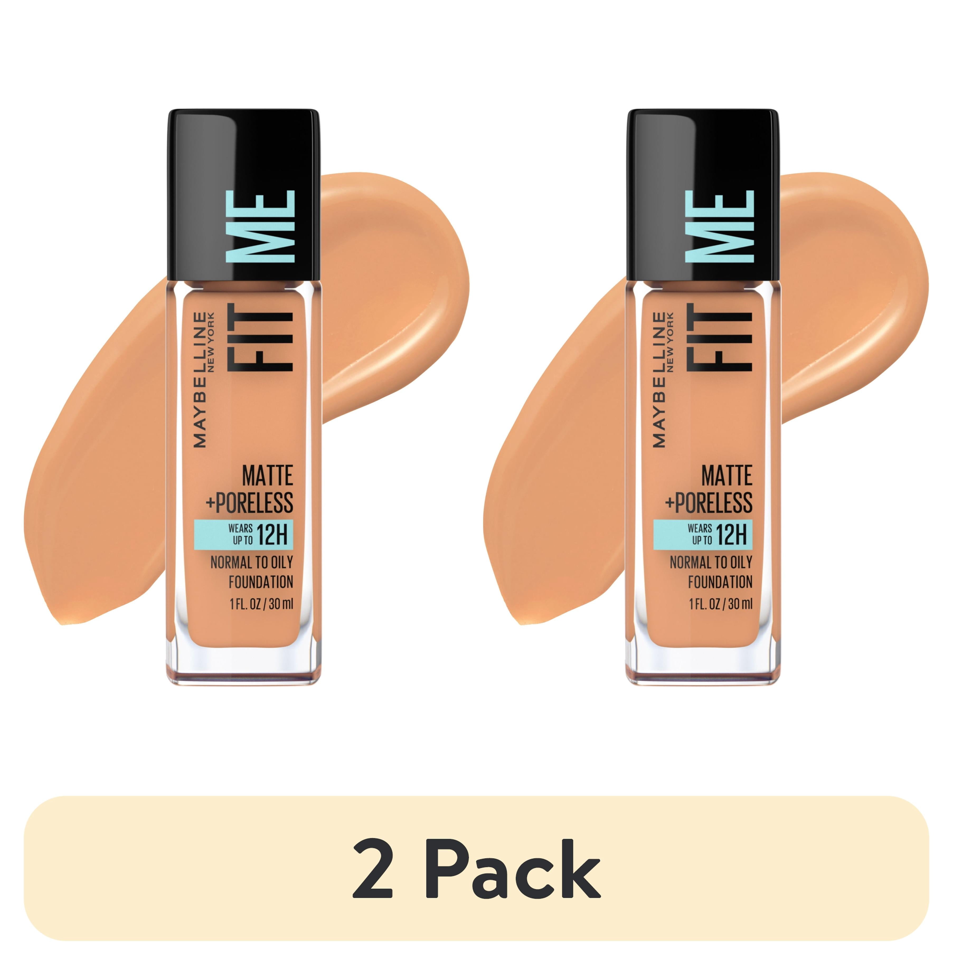 (2 pack) Maybelline Fit Me Matte + Poreless Liquid Foundation Makeup, 322 Warm Honey, 1 fl oz