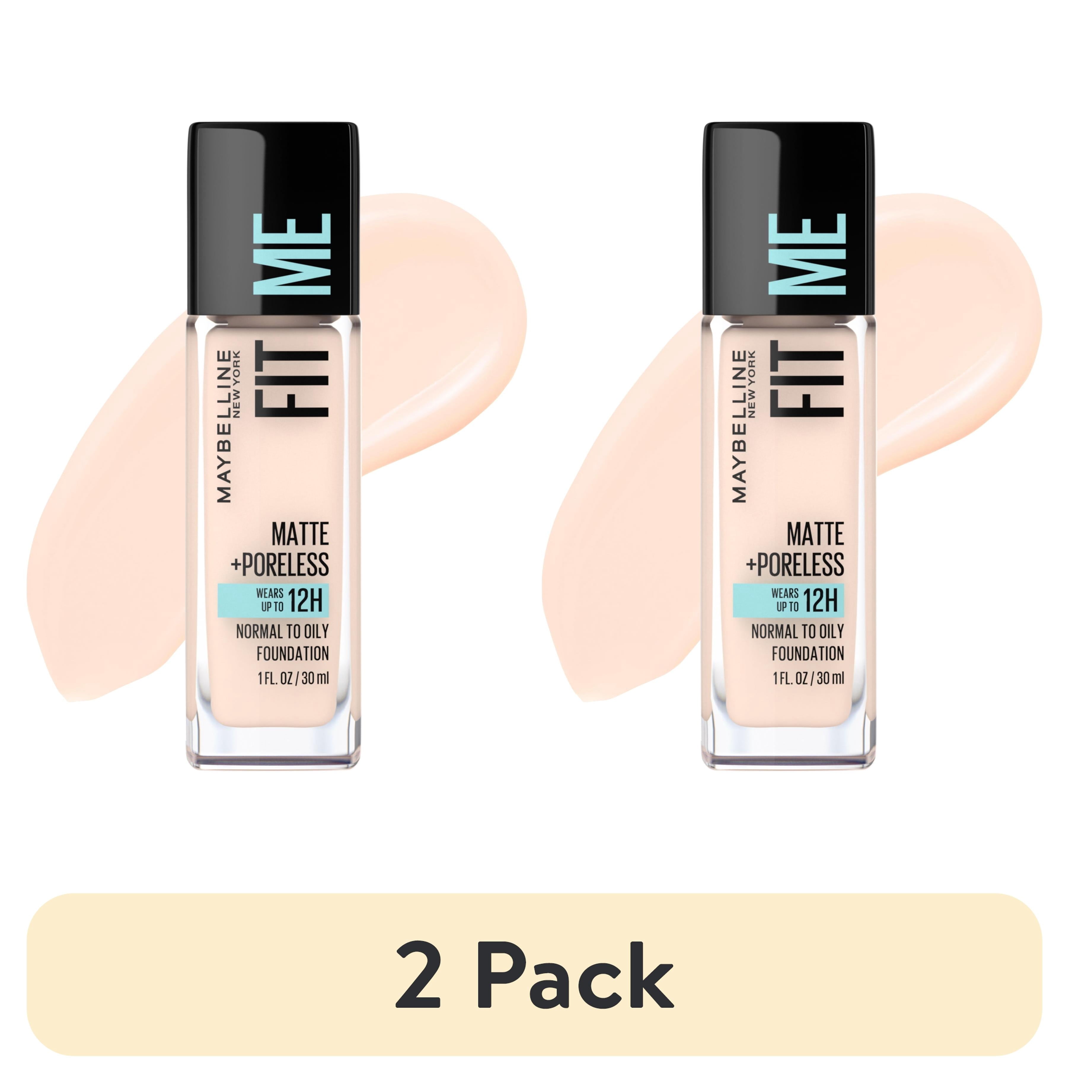 (2 pack) Maybelline Fit Me Matte + Poreless Liquid Foundation Makeup, Fair Porcelain, 1 fl oz