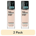 (2 pack) Maybelline Fit Me Matte + Poreless Liquid Foundation Makeup, 112 Natural Ivory, 1 fl oz