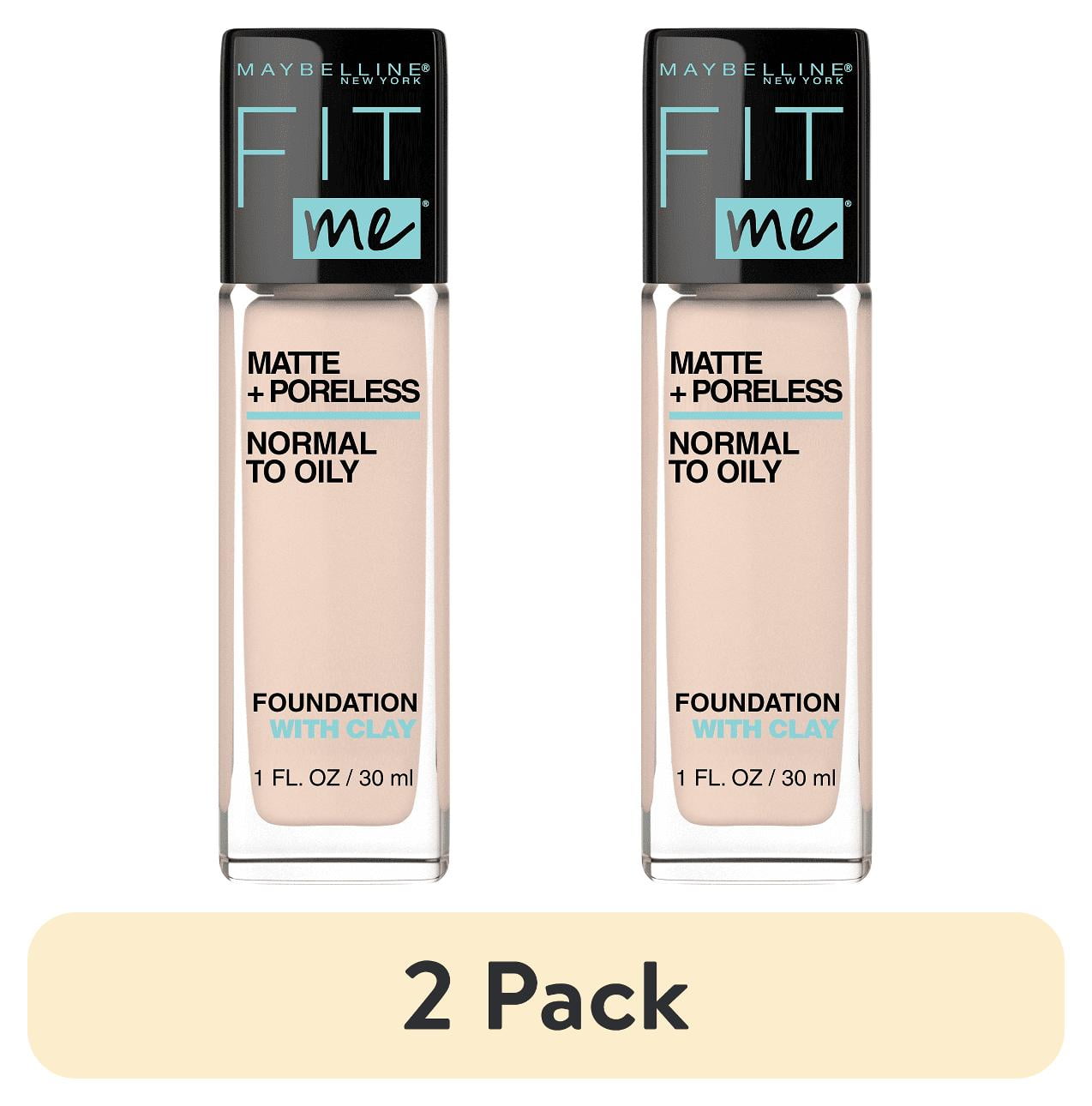 (2 pack) Maybelline Fit Me Matte + Poreless Liquid Foundation Makeup, 112 Natural Ivory, 1 fl oz