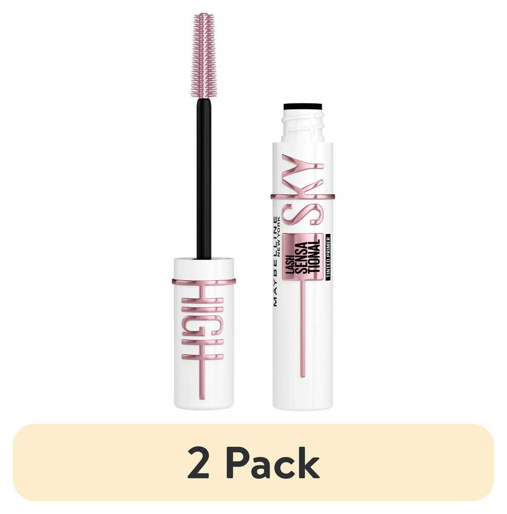 (2 pack) Maybelline Lash Sensational Sky High Tinted Primer Mascara Makeup, Soft Black, 0.26 fl oz