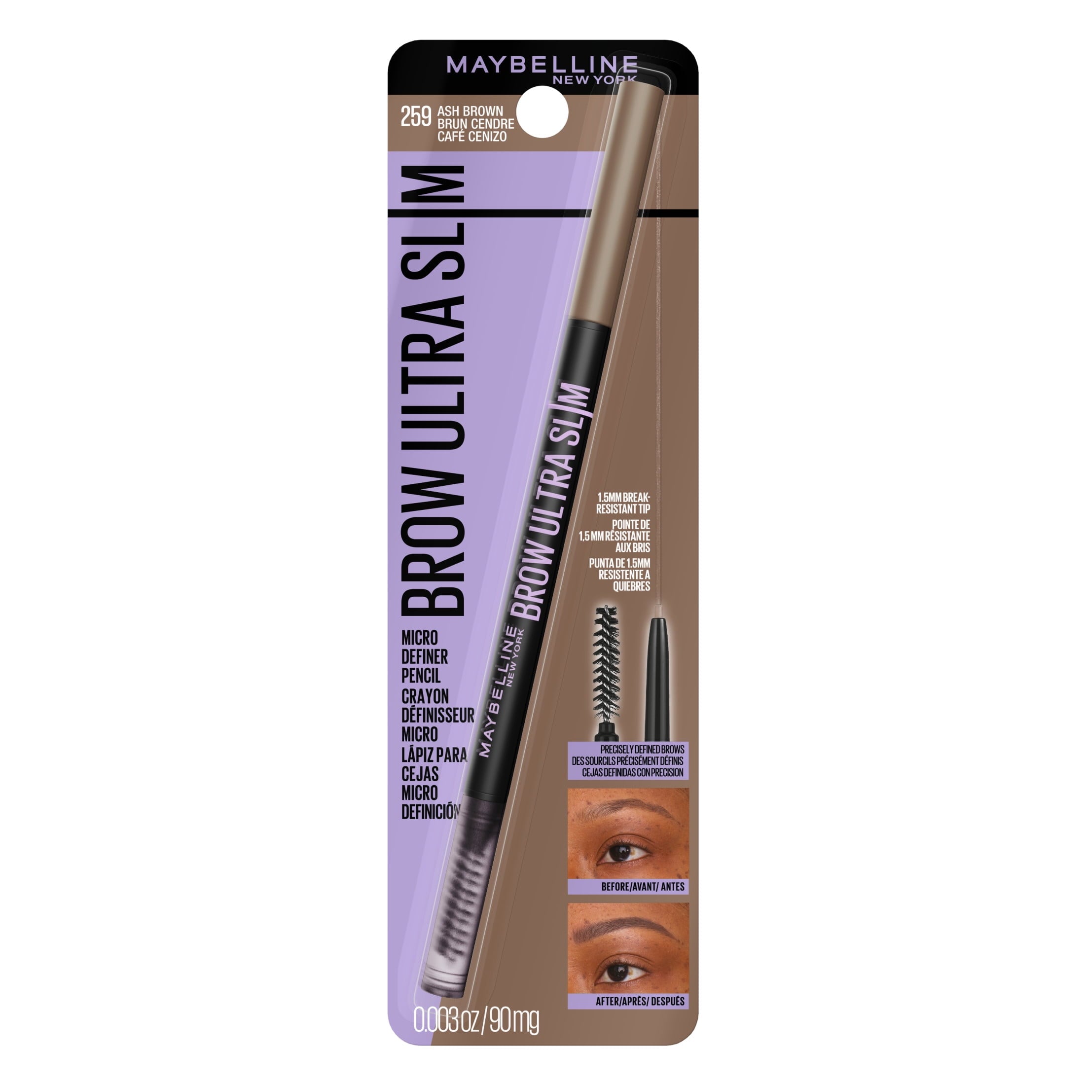 Maybelline Express Brow Ultra Slim Pencil Eyebrow Makeup, Precision Tip, Ash Brown, 0.003 fl oz