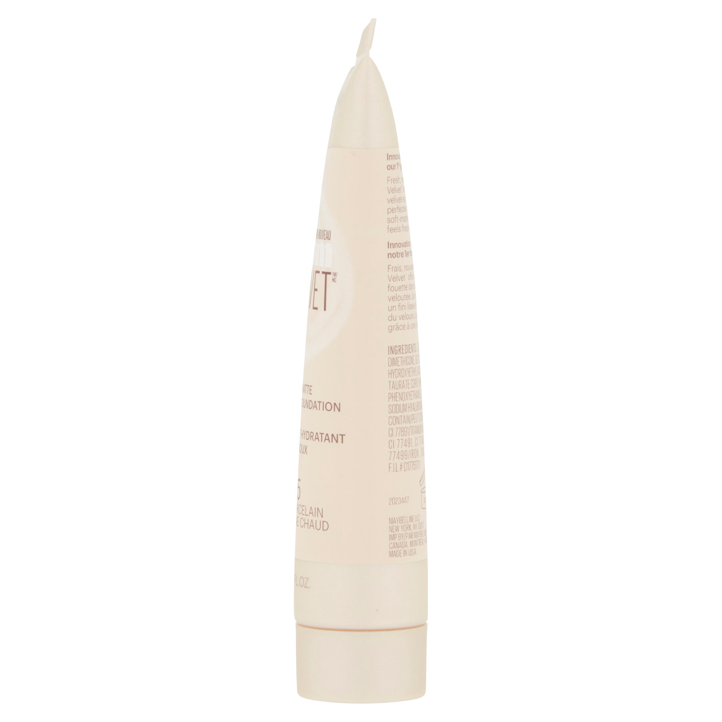 Maybelline Dream Velvet Soft-Matte Hydrating Foundation, Warm Porcelain, 1 Fl Oz