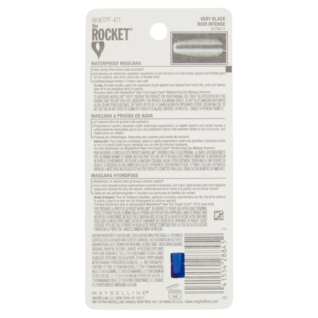 Maybelline Volum' Express The Rocket Waterproof Mascara, Very Black, 0.3 oz