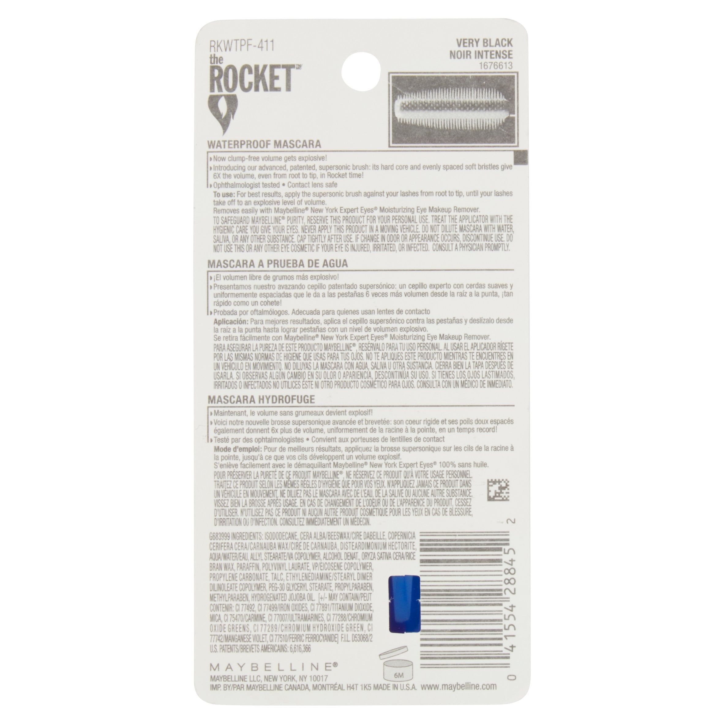 Maybelline Volum' Express The Rocket Waterproof Mascara, Very Black, 0.3 oz