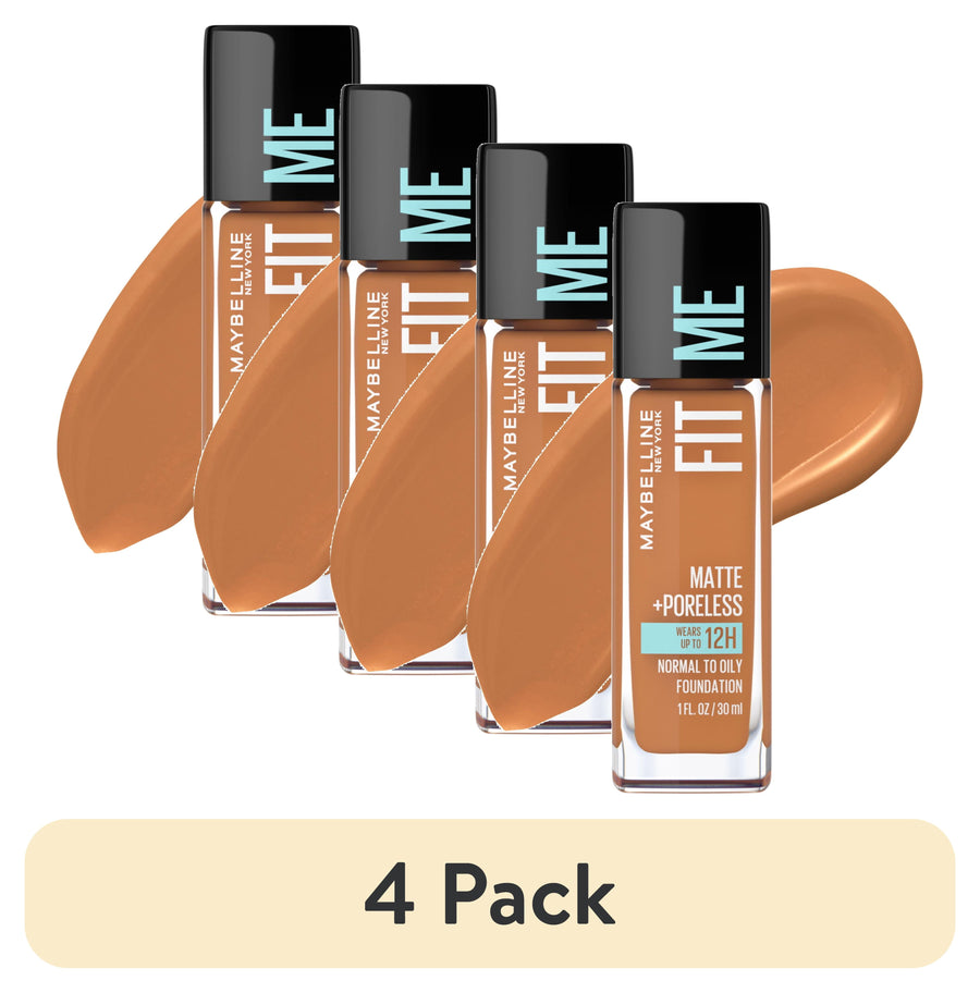 (4 pack) Maybelline Fit Me Matte + Poreless Liquid Foundation Makeup, Cappuccino, 1 fl oz