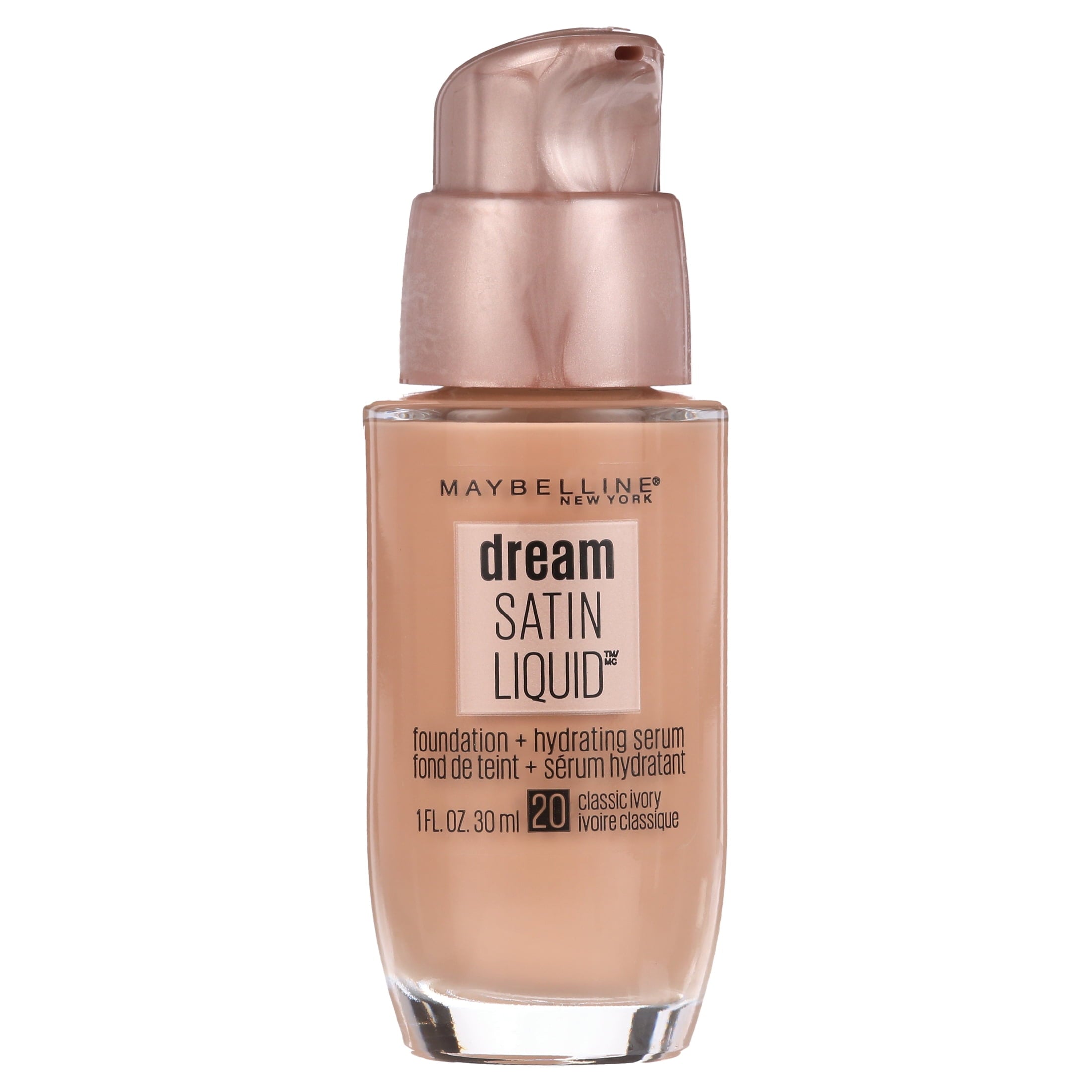 Maybelline Dream Satin Mousse Foundation Makeup, 20 Classic Ivory, 1 fl oz