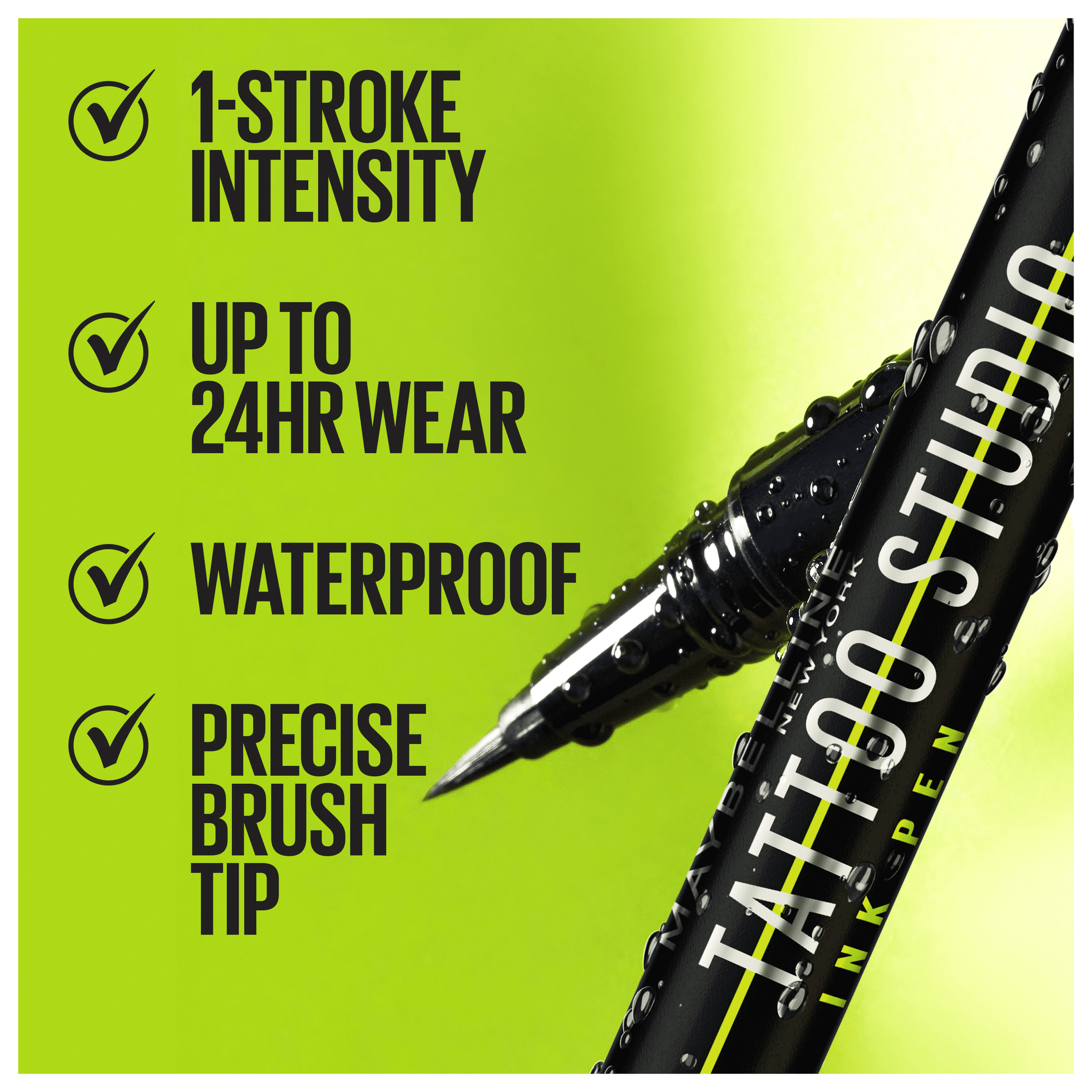 Maybelline Tattoo Studio Ink Pen Eyeliner 24 Hours of Wear, Jet Black