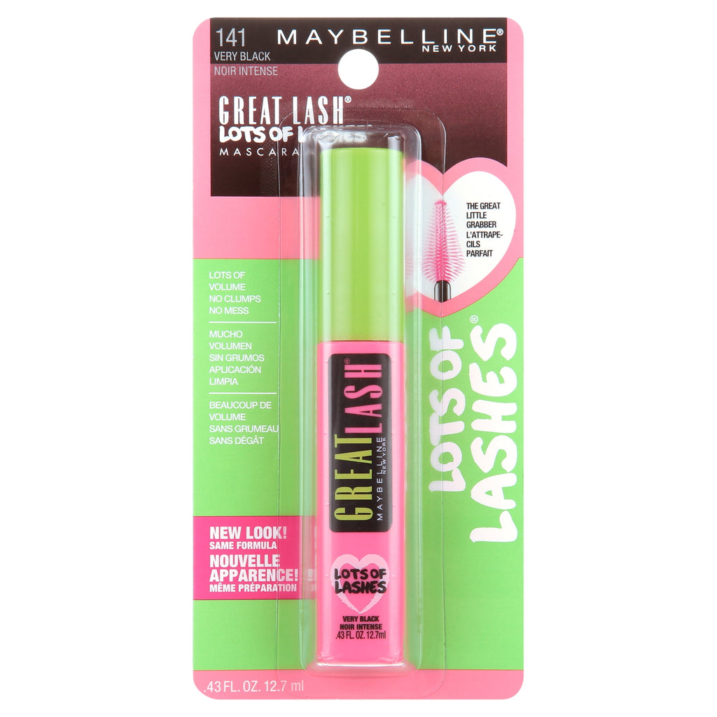 (4 pack) Maybelline Great Lash Lots of Lashes Washable Mascara, Very Black
