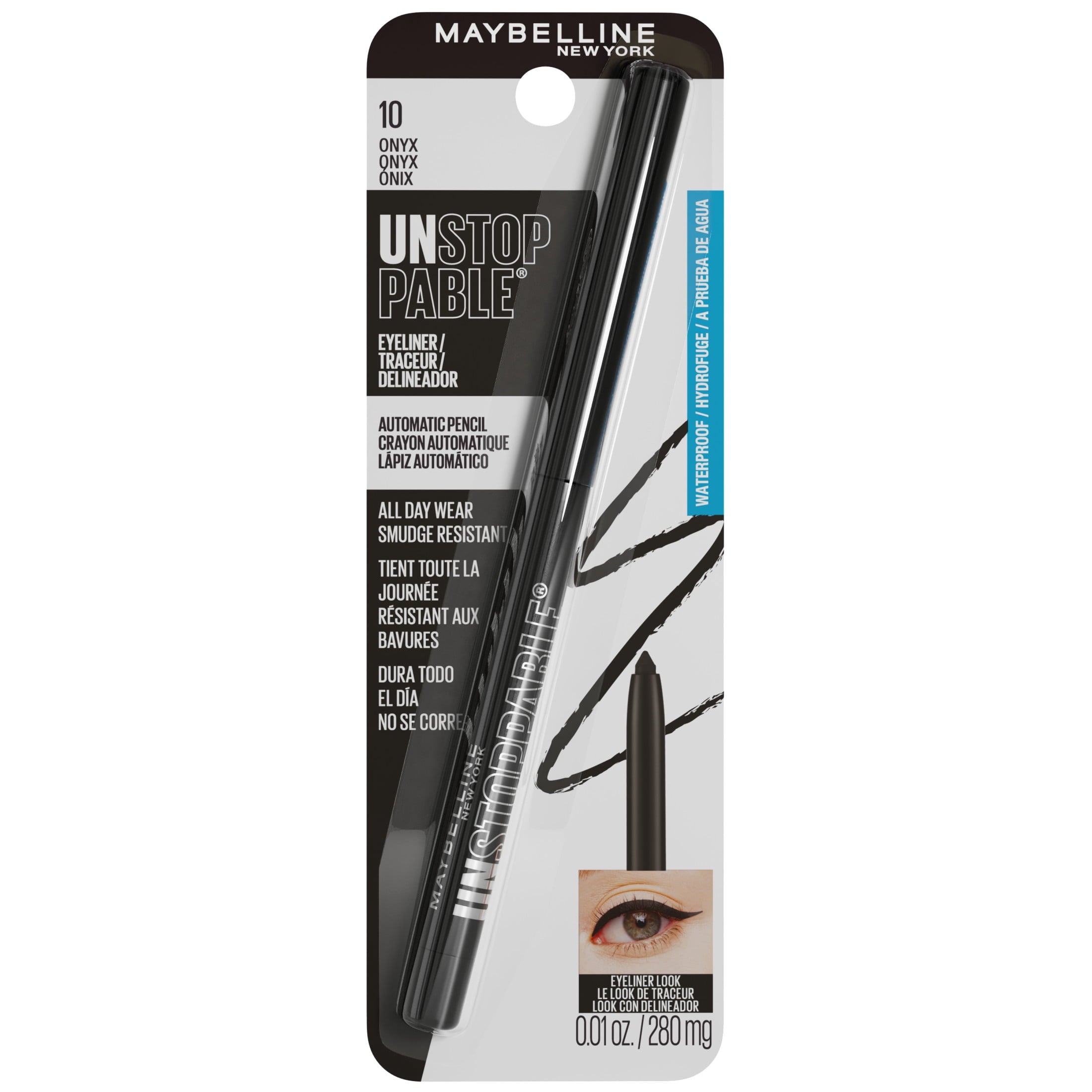 Maybelline Unstoppable Waterproof and Smudge Resistant Eyeliner Pencil, Onyx