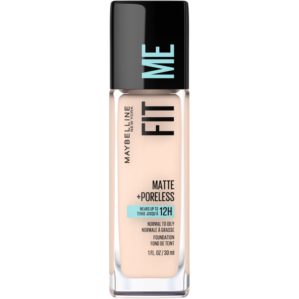 (2 pack) Maybelline Fit Me Matte + Poreless Liquid Foundation Makeup, Fair Porcelain, 1 fl oz