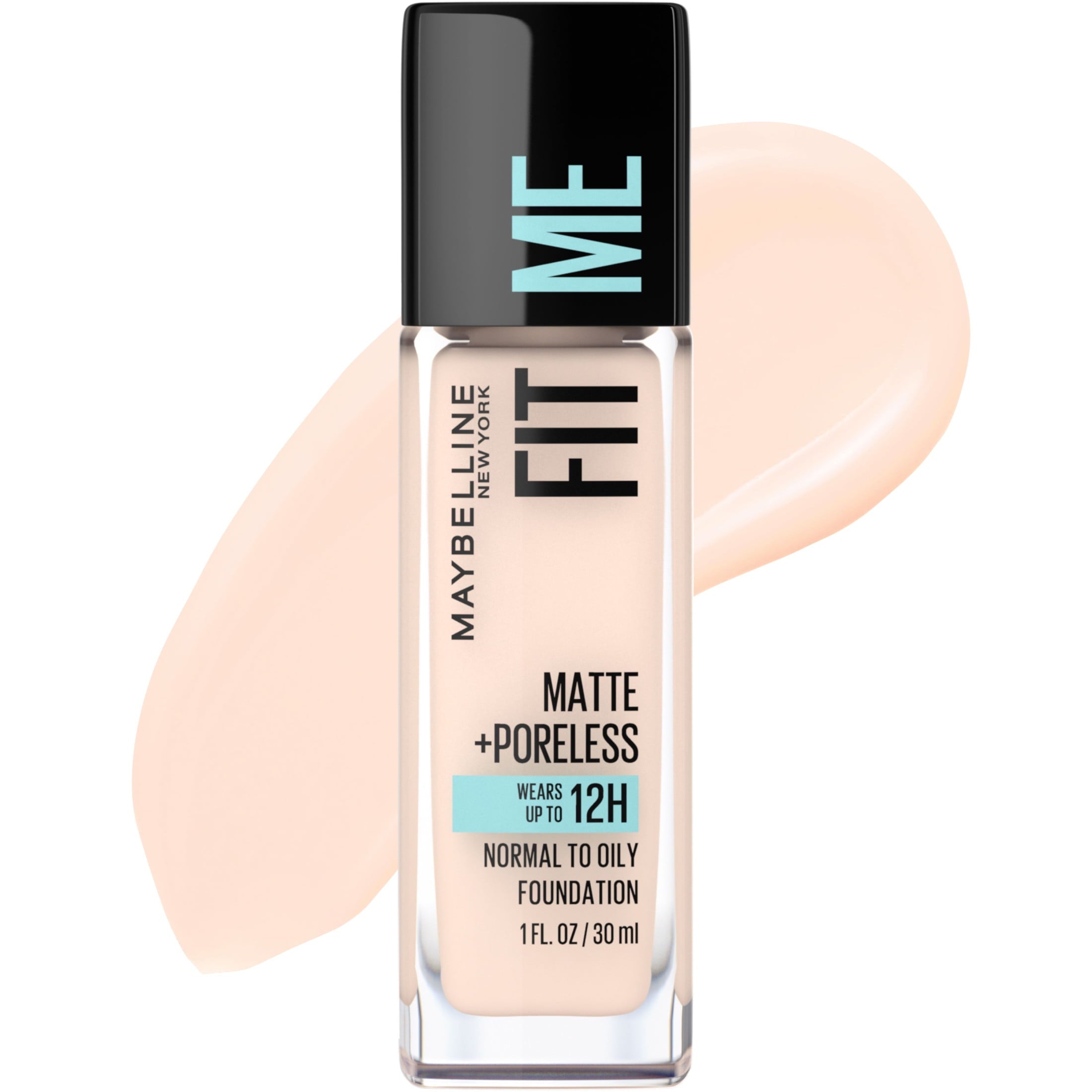(2 pack) Maybelline Fit Me Matte + Poreless Liquid Foundation Makeup, Fair Porcelain, 1 fl oz