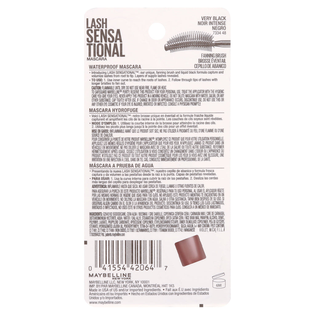Maybelline Volum Express The Mega Plush Washable Mascara, Blackest Black