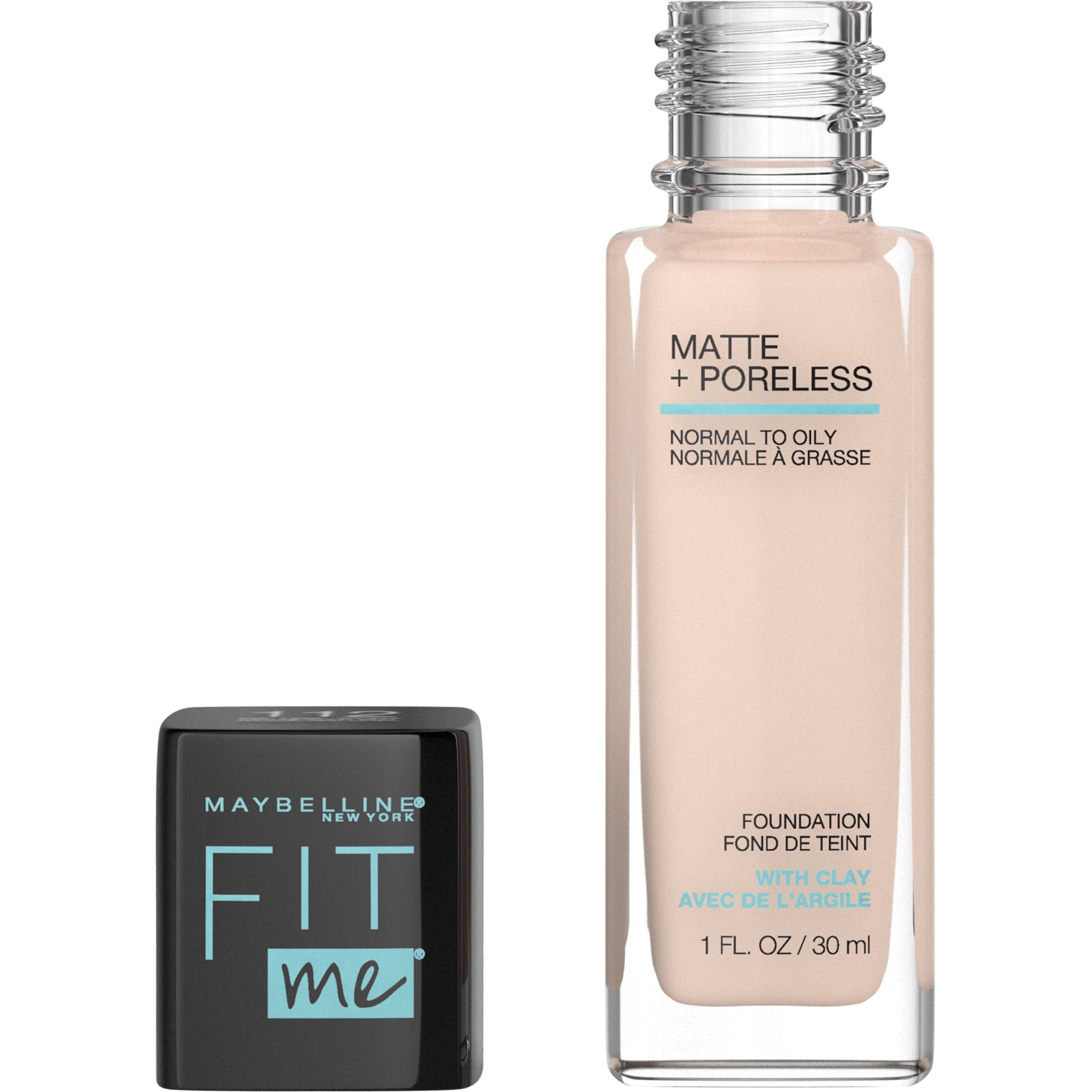 (2 pack) Maybelline Fit Me Matte + Poreless Liquid Foundation Makeup, 112 Natural Ivory, 1 fl oz