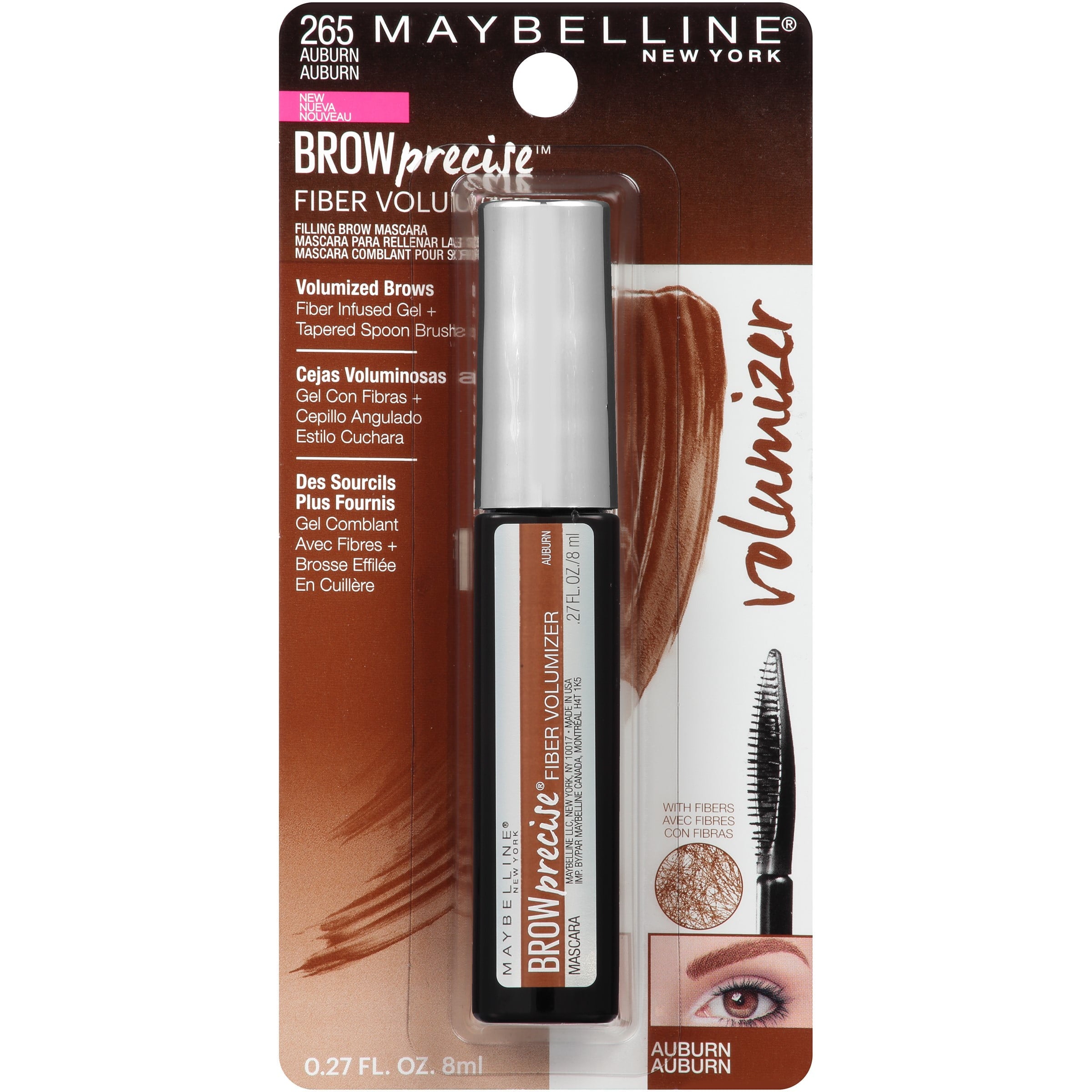 Maybelline Brow Precise Fiber Volumizer Brow Mascara, Auburn