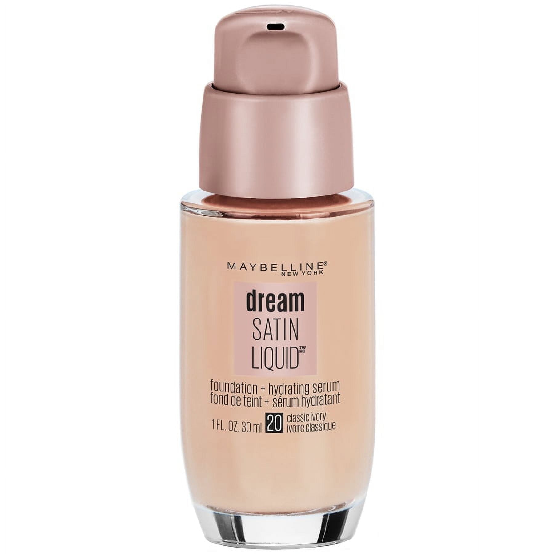 Maybelline Dream Satin Mousse Foundation Makeup, 20 Classic Ivory, 1 fl oz