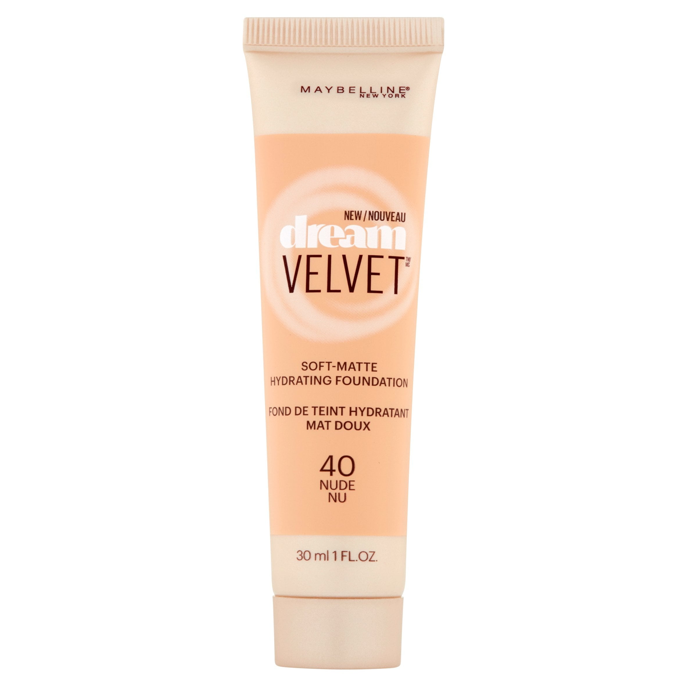 Maybelline Dream Velvet Soft-Matte Hydrating Foundation, Nude, 1 Fl Oz