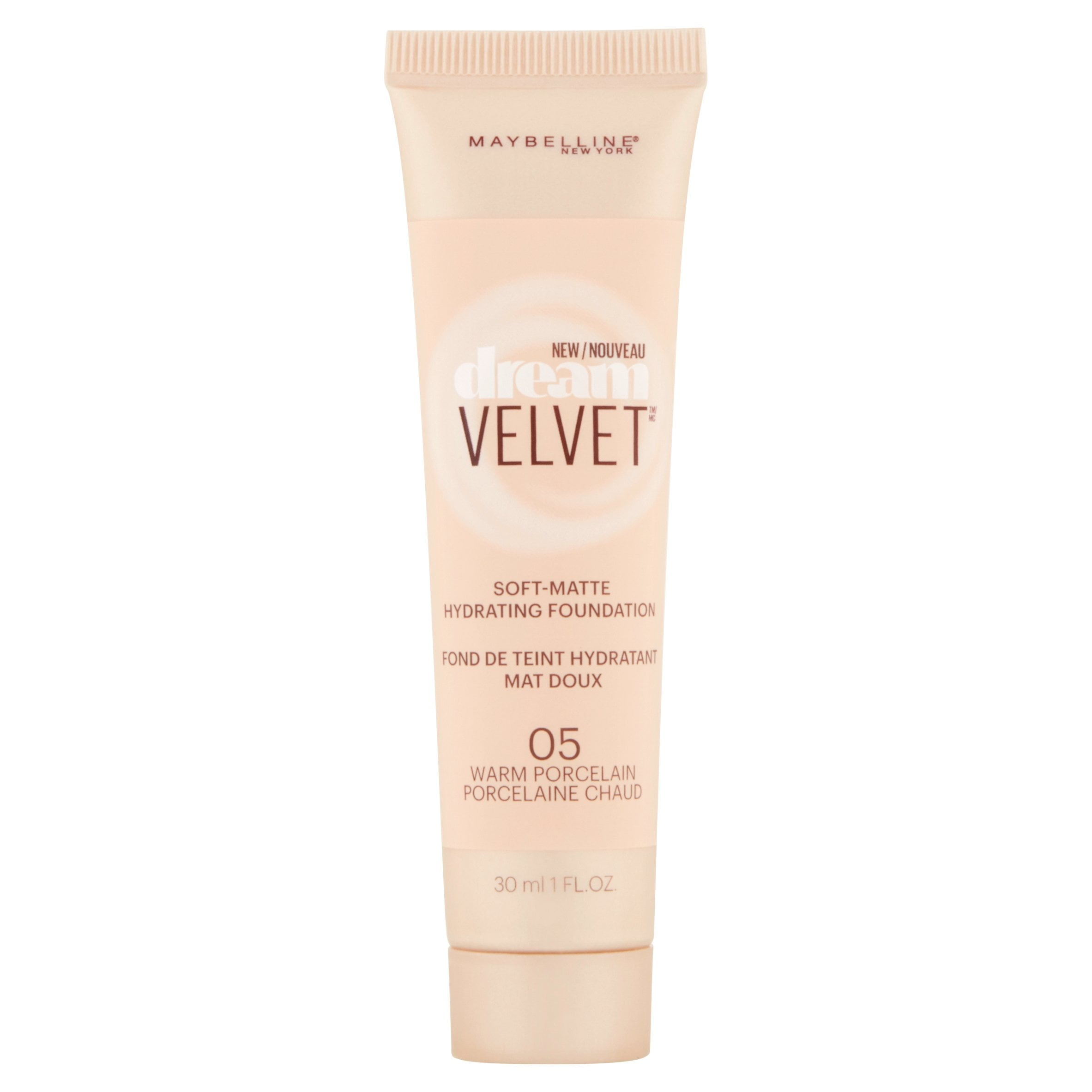 Maybelline Dream Velvet Soft-Matte Hydrating Foundation, Warm Porcelain, 1 Fl Oz