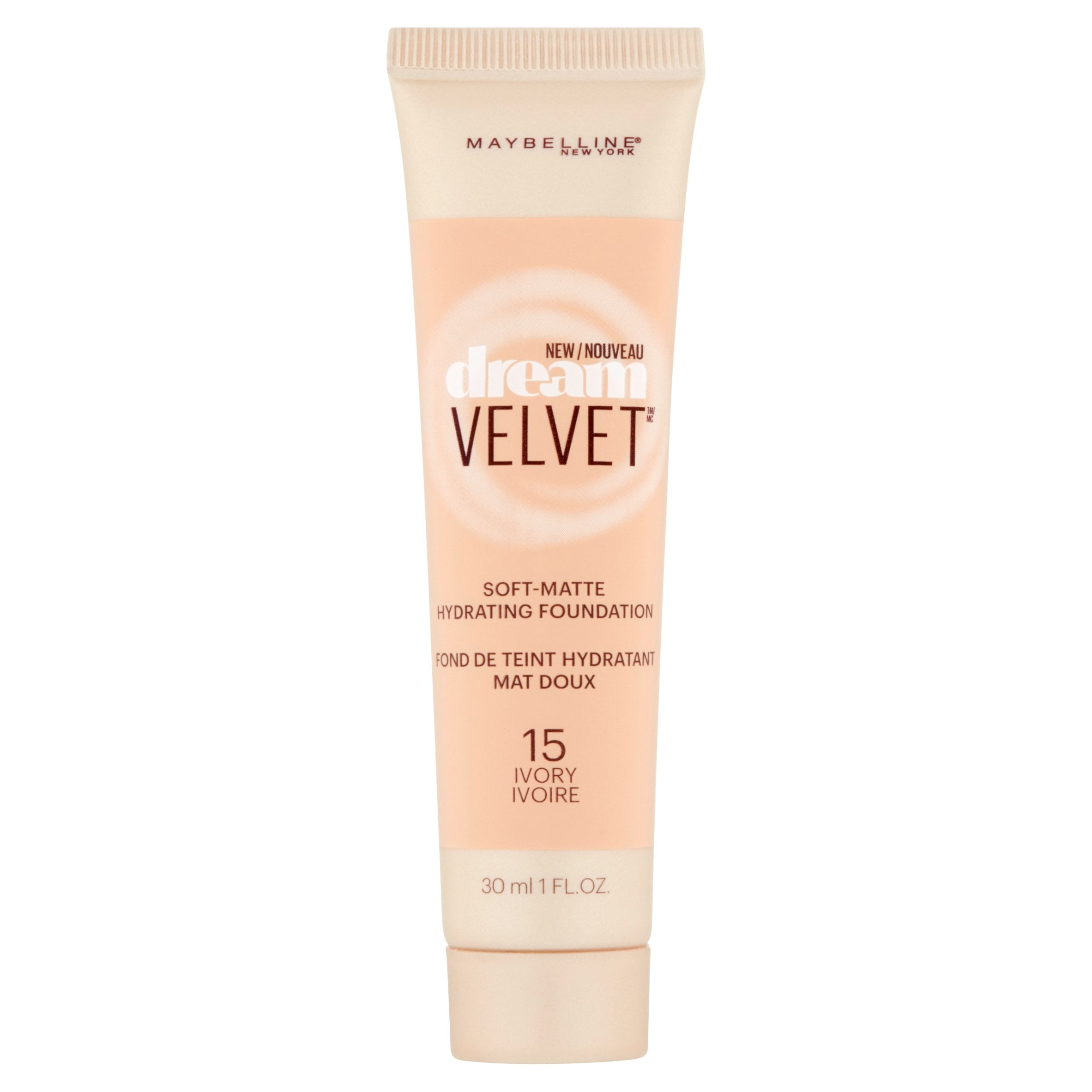 Maybelline New York Dream Velvet Soft-Matte Hydrating Foundation, Ivory, 1 fl oz