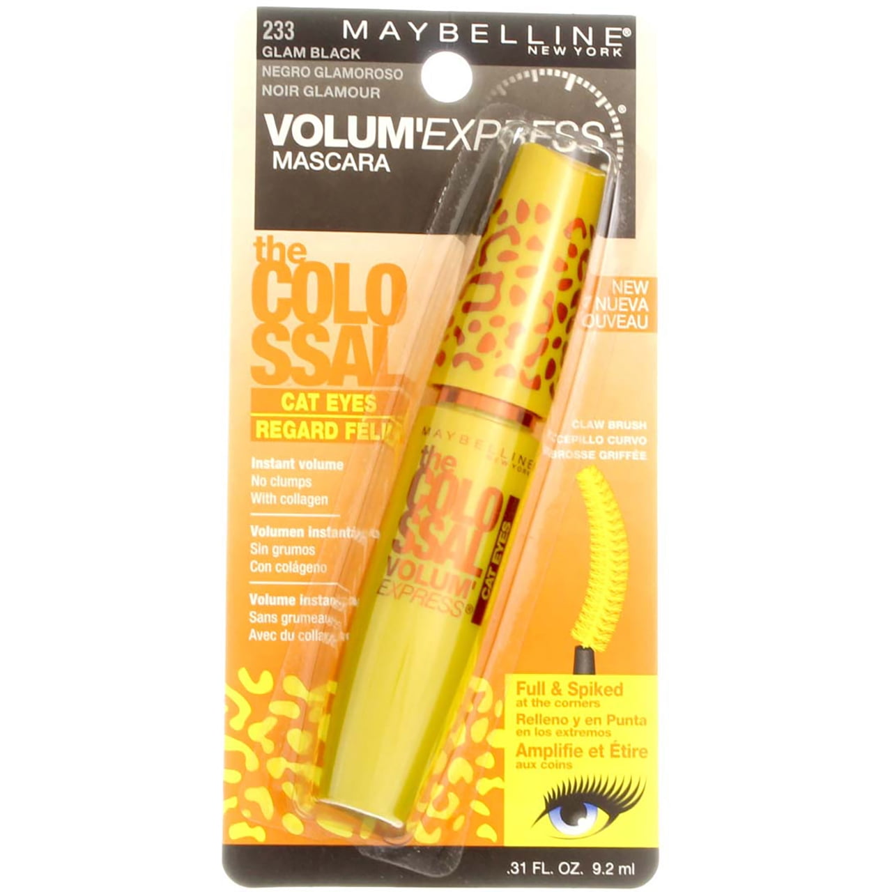 Maybelline Volum' Express The Falsies Colossal Cat Eyes Washable Mascara, Glam Black [233], 0.31 oz