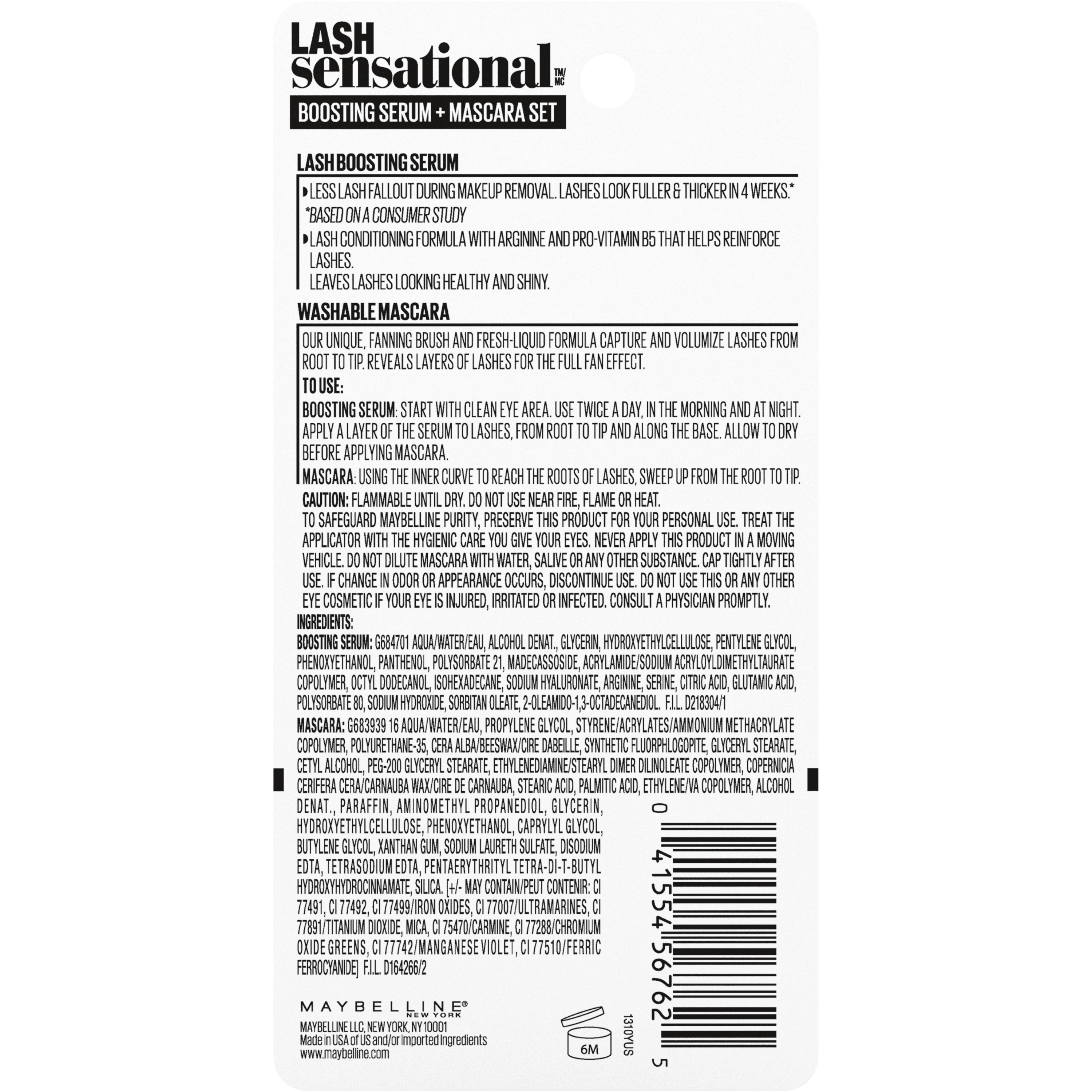 Maybelline Lash Sensational Eyelash Serum and Mascara Kit, Blackest Black, 2 Count