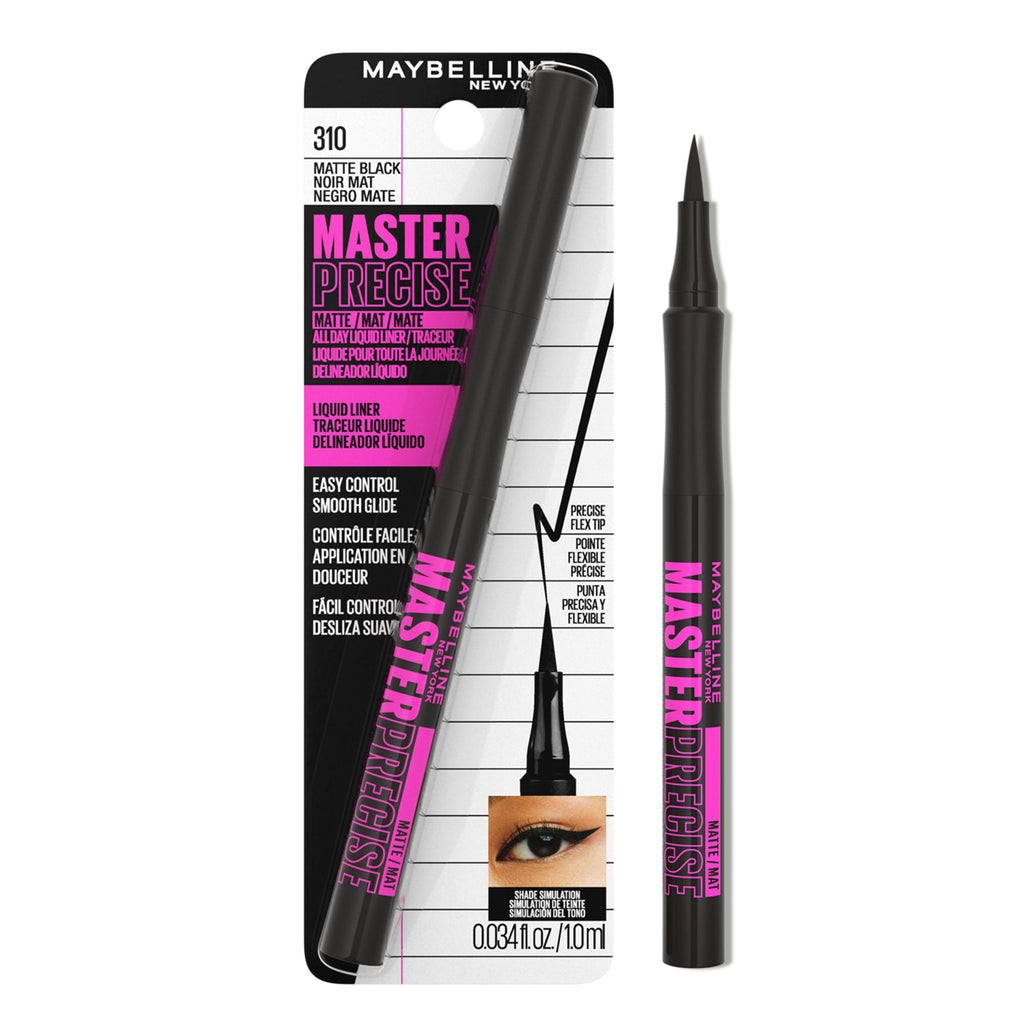 Maybelline The Falsies Lash Lift Mascara, Very Black + EyeStudio Master Precise Liquid Makeup, Matte Black