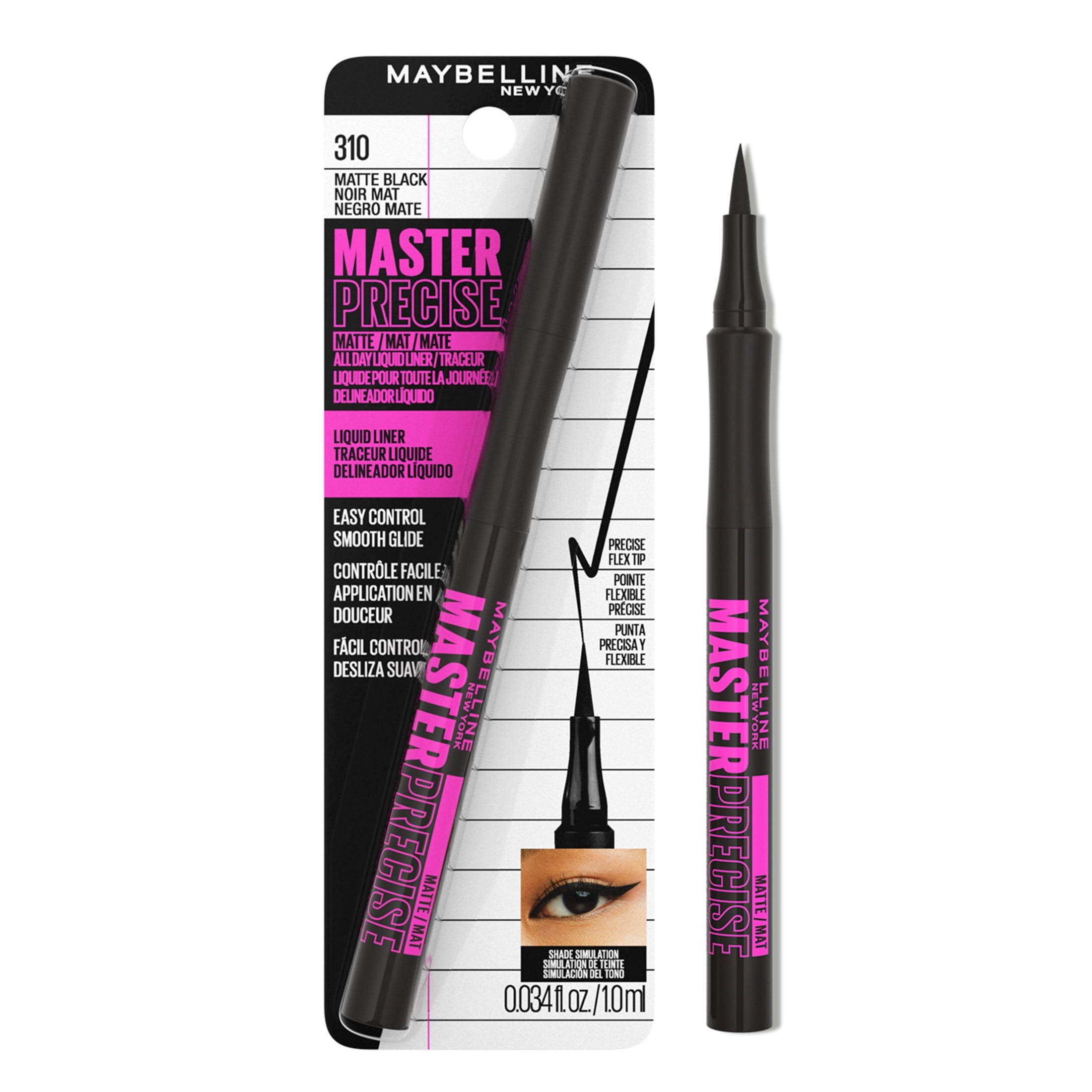 Maybelline The Falsies Lash Lift Mascara, Very Black + EyeStudio Master Precise Liquid Makeup, Matte Black