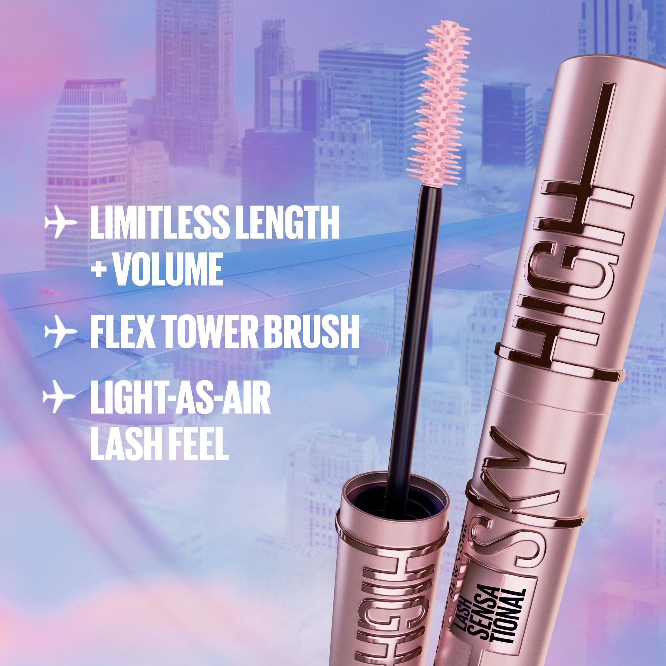 (3 pack) Maybelline Lash Sensational Sky High Washable Lengthening Mascara, Burgundy Haze