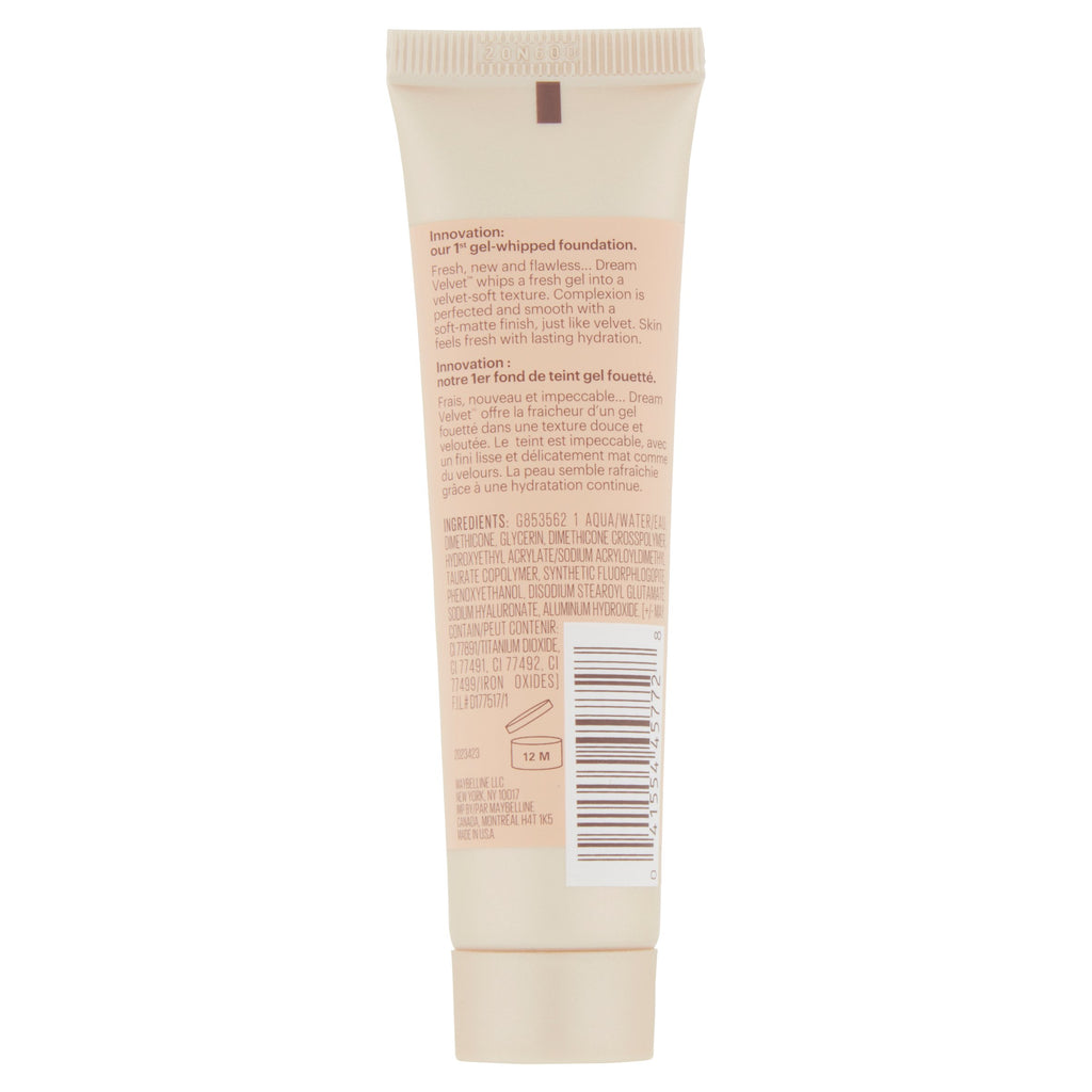 Maybelline New York Dream Velvet Soft-Matte Hydrating Foundation, Ivory, 1 fl oz
