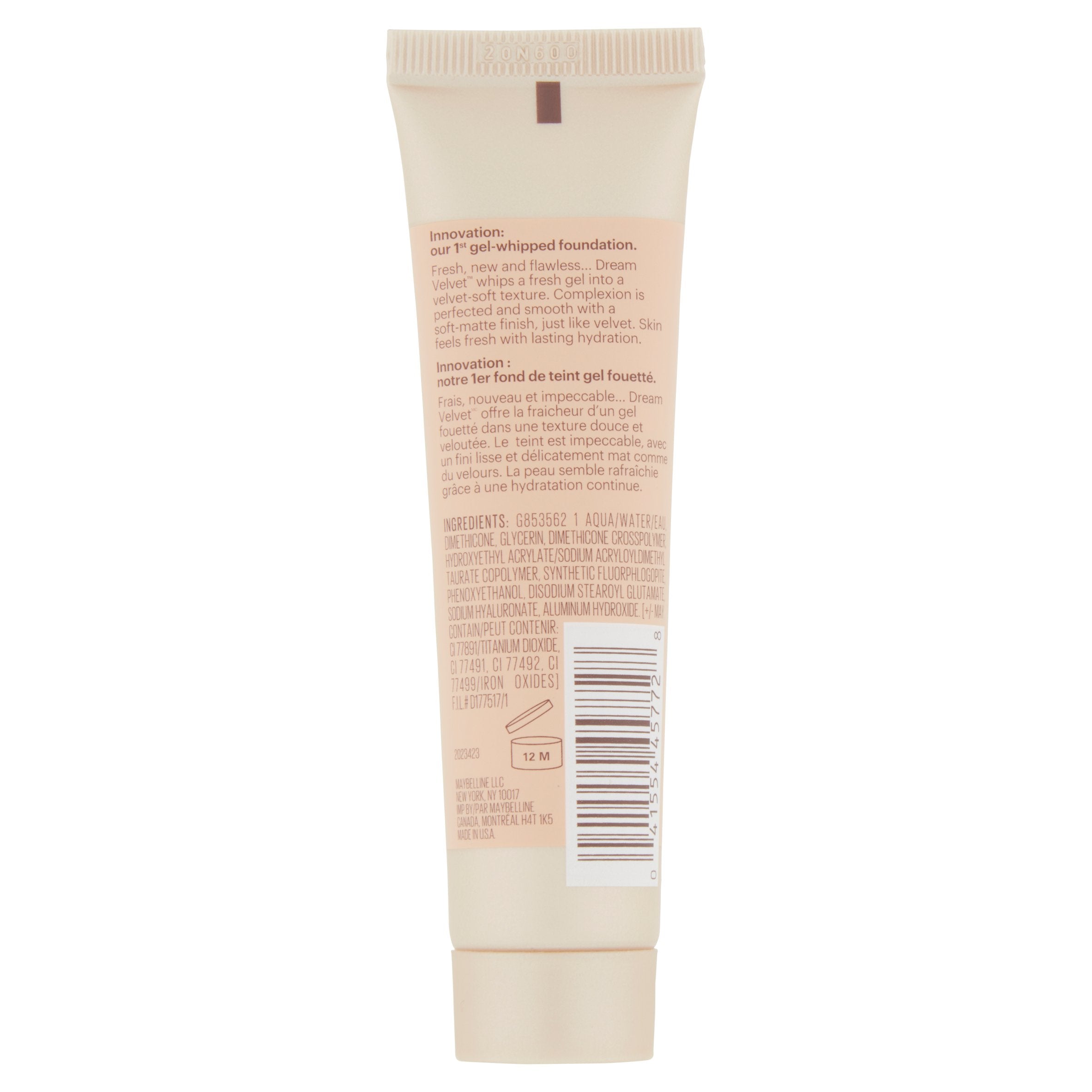 Maybelline New York Dream Velvet Soft-Matte Hydrating Foundation, Ivory, 1 fl oz