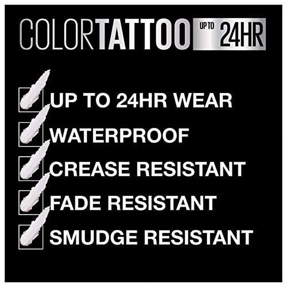 Maybelline Color Tattoo Up To 24HR Longwear Cream Eyeshadow Makeup, High Roller, 0.14 oz