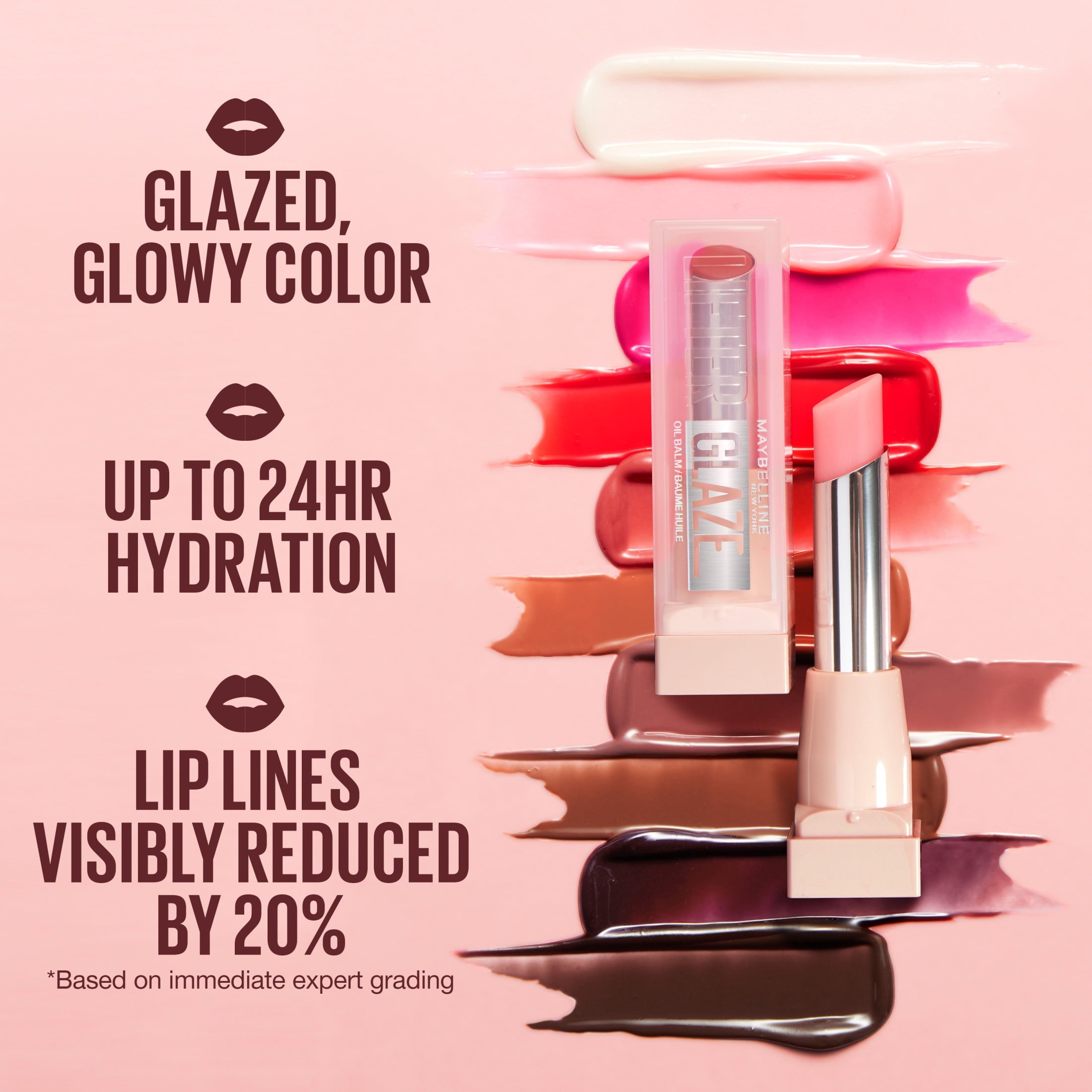 Maybelline Lifter Glaze Hydrating Lip Gloss Oil Balm with Hydrating Oil Blend, Rose Bite, 0.1 oz