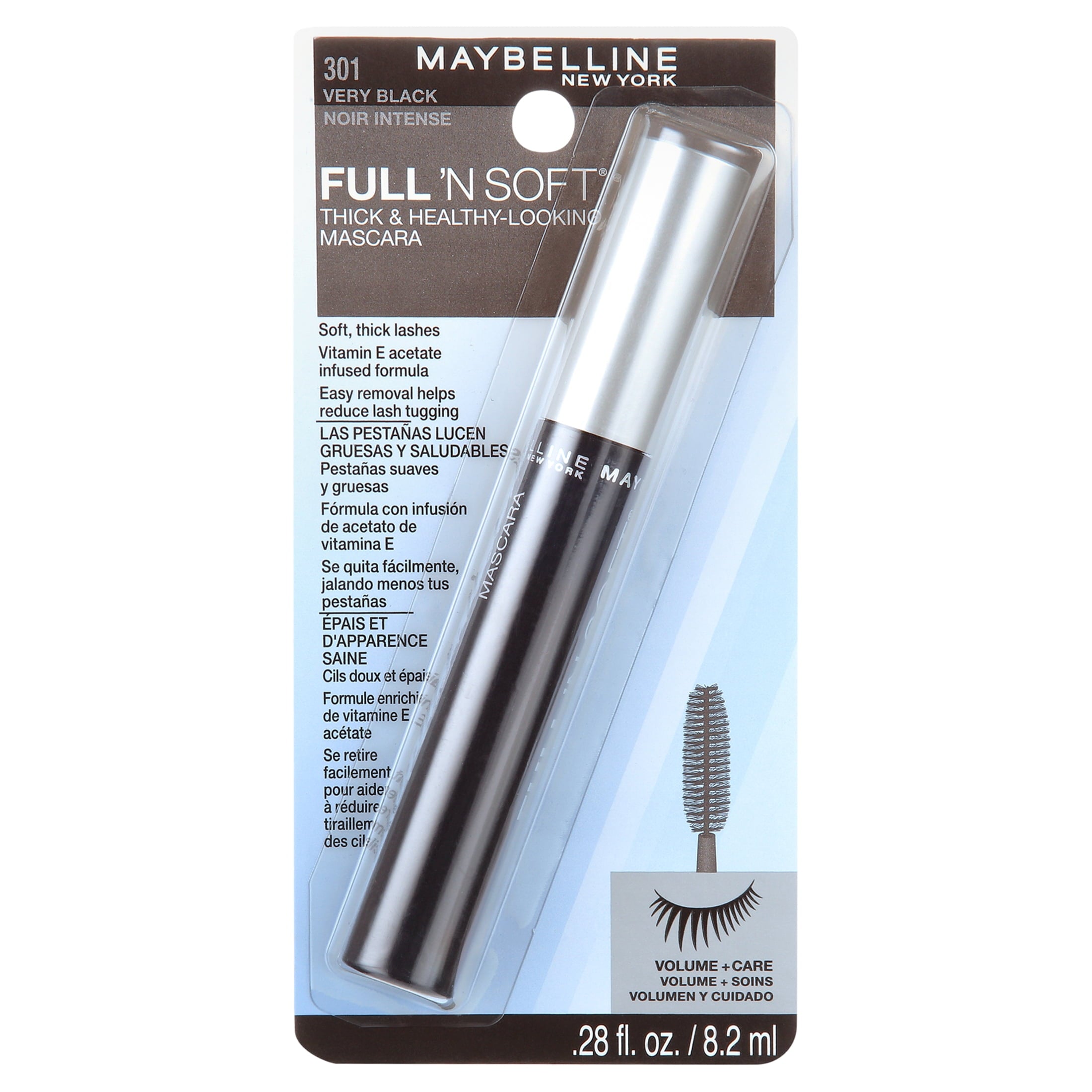(3 pack) Maybelline Full N Soft Mascara Black .16 Oz, Pack of 6