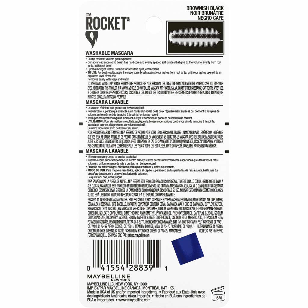 Maybelline Volum' Express the Rocket Washable Volumizing Mascara, Brownish Black