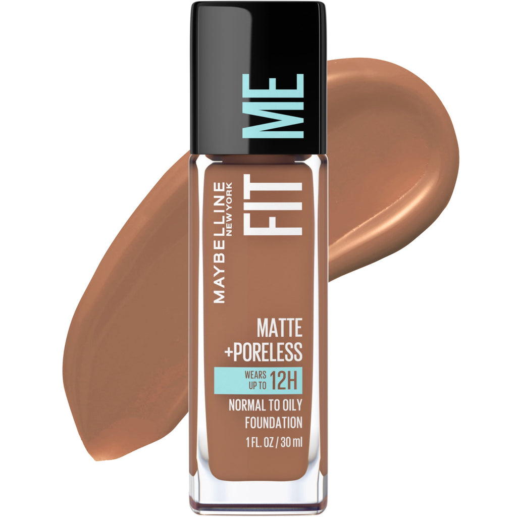 (2 pack) Maybelline Fit Me Matte + Poreless Liquid Foundation Makeup, Latte, 1 fl. oz.