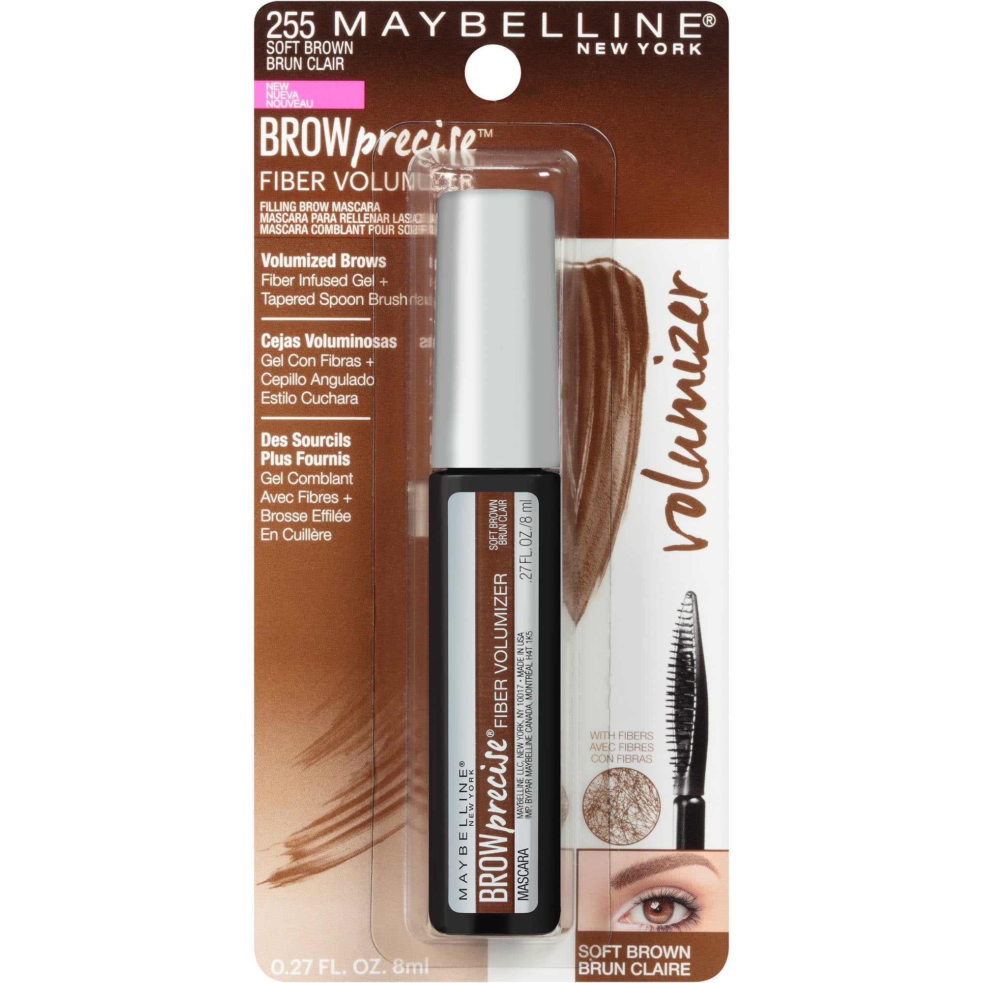 Maybelline Brow Precise Fiber Volumizer Brow Mascara, Soft Brown