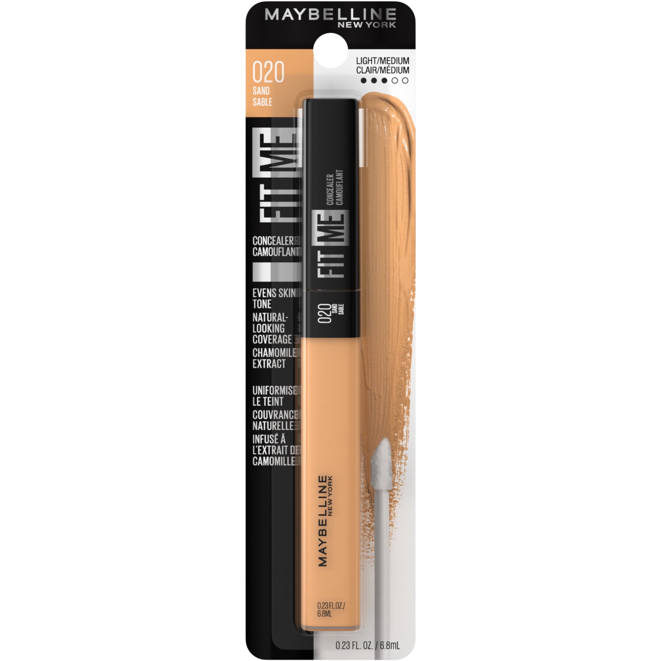 Maybelline Fit Me Liquid Concealer Makeup, Natural Coverage, Oil-Free, Sand, 0.23 fl. oz.